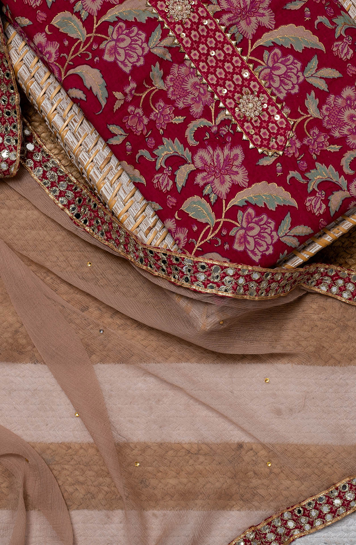 Magenta Cotton Printed Salwar Suit with Chiffon Dupatta - 912-DF08939