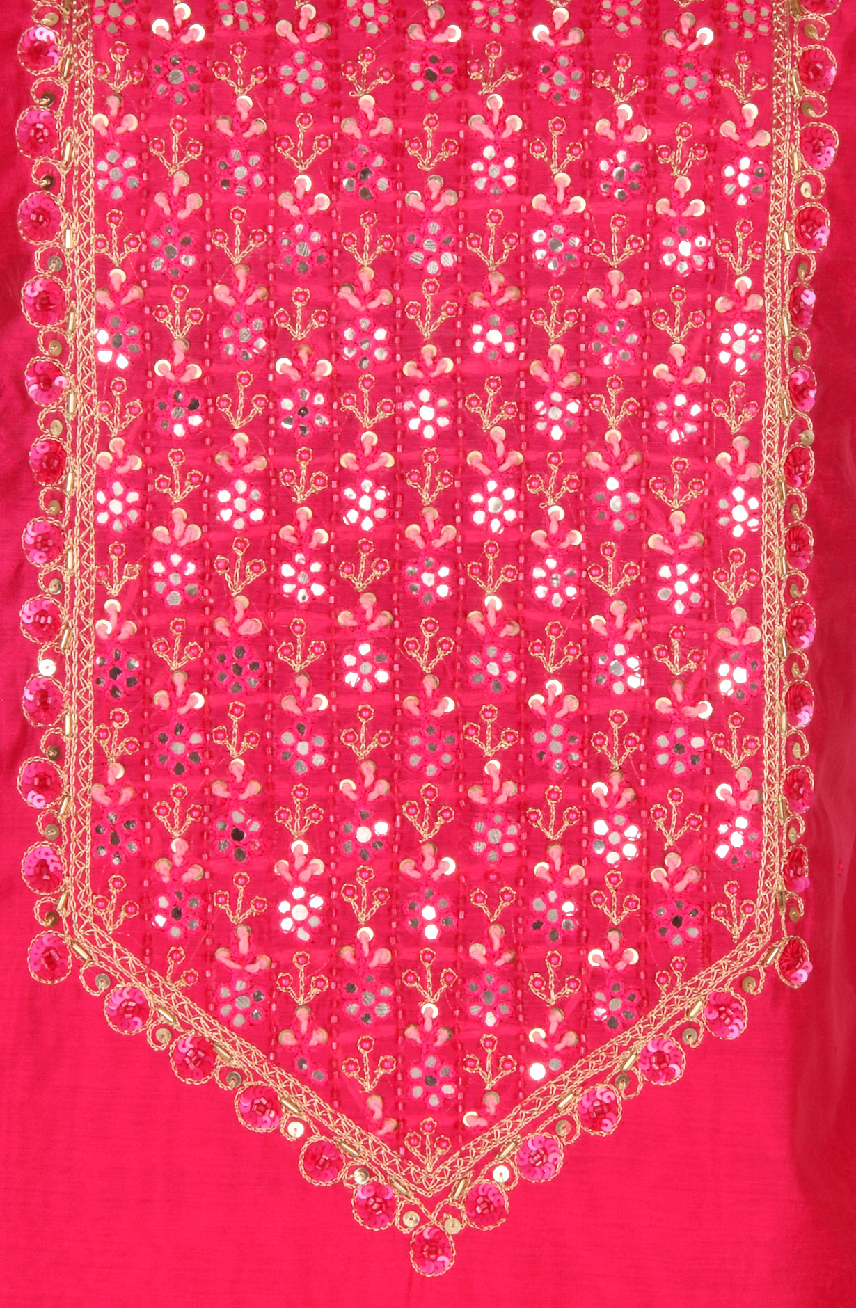 Rani Pink Chanderi Beautiful Unstitched Suit with Banarasi Silk Dupatta - 912-DF08946