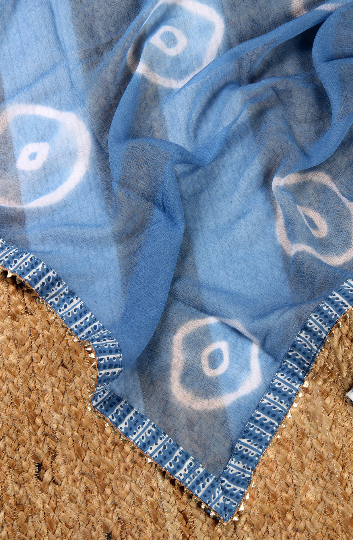 Pastel Blue Cotton Printed Salwar Suit with Chiffon Dupatta - 912-FH01794