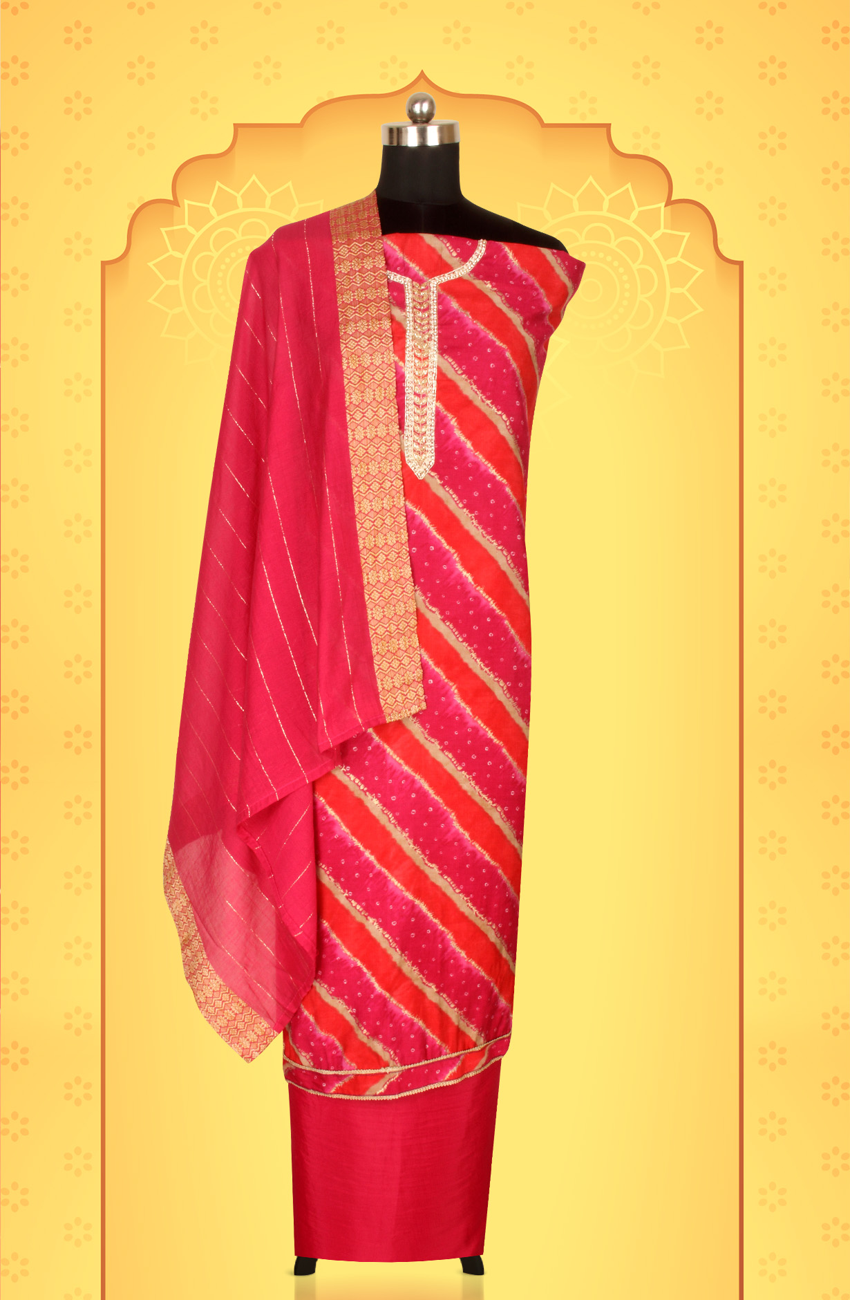 Rani Pink Modal Festive Wear Unstitched Salwar Suit - 912-KCS35004