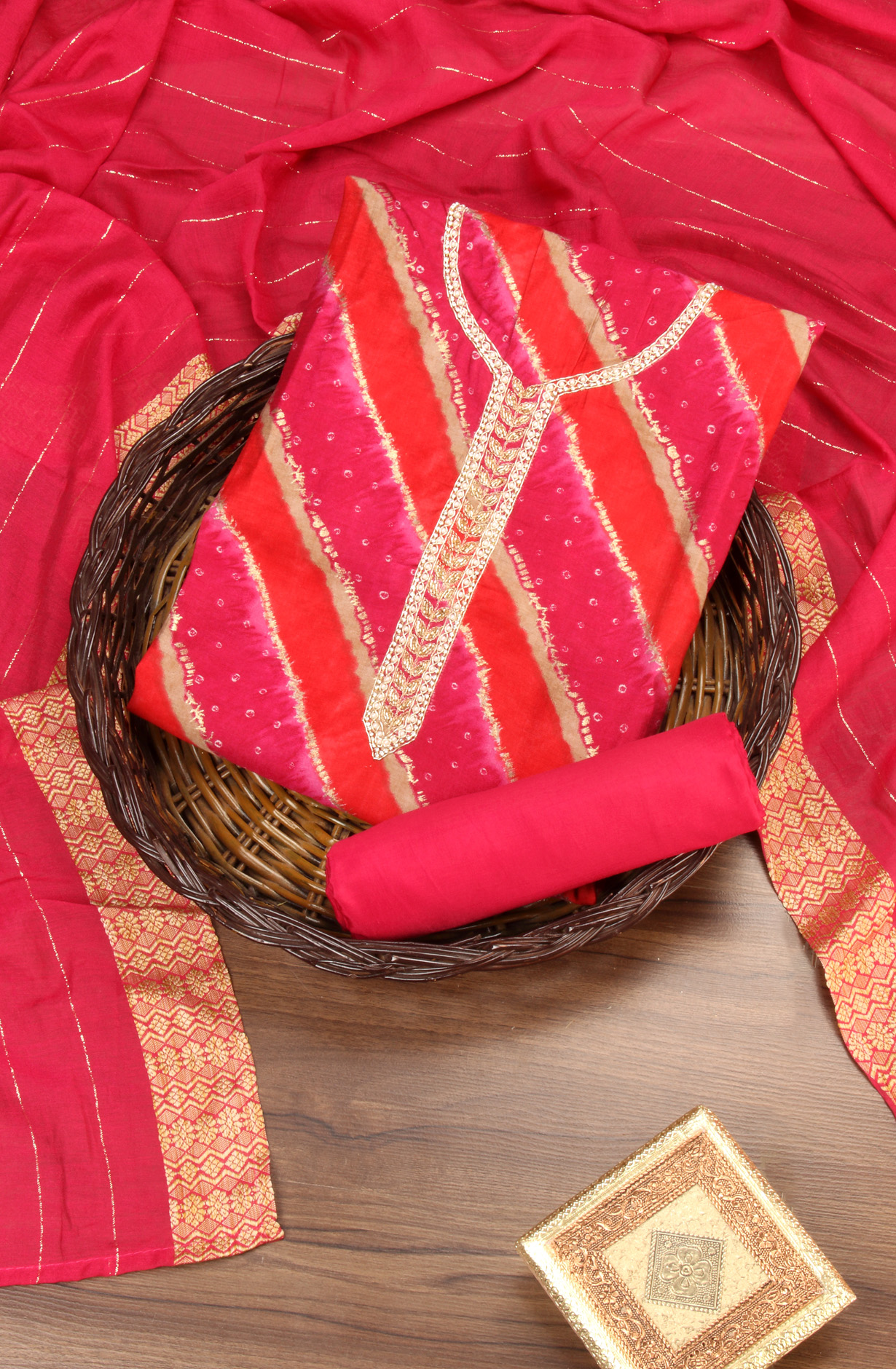 Rani Pink Modal Festive Wear Unstitched Salwar Suit - 912-KCS35004