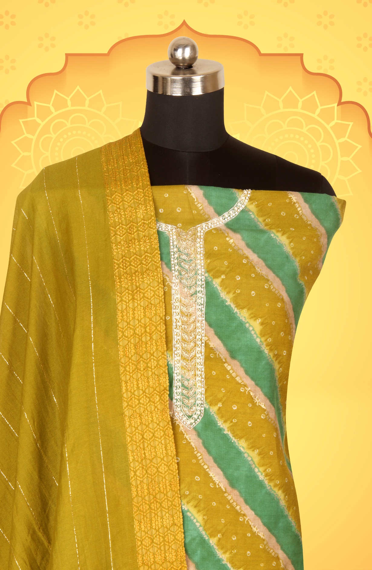 Mehndi Green Modal Festive Wear Unstitched Salwar Suit - 912-KCS35004A