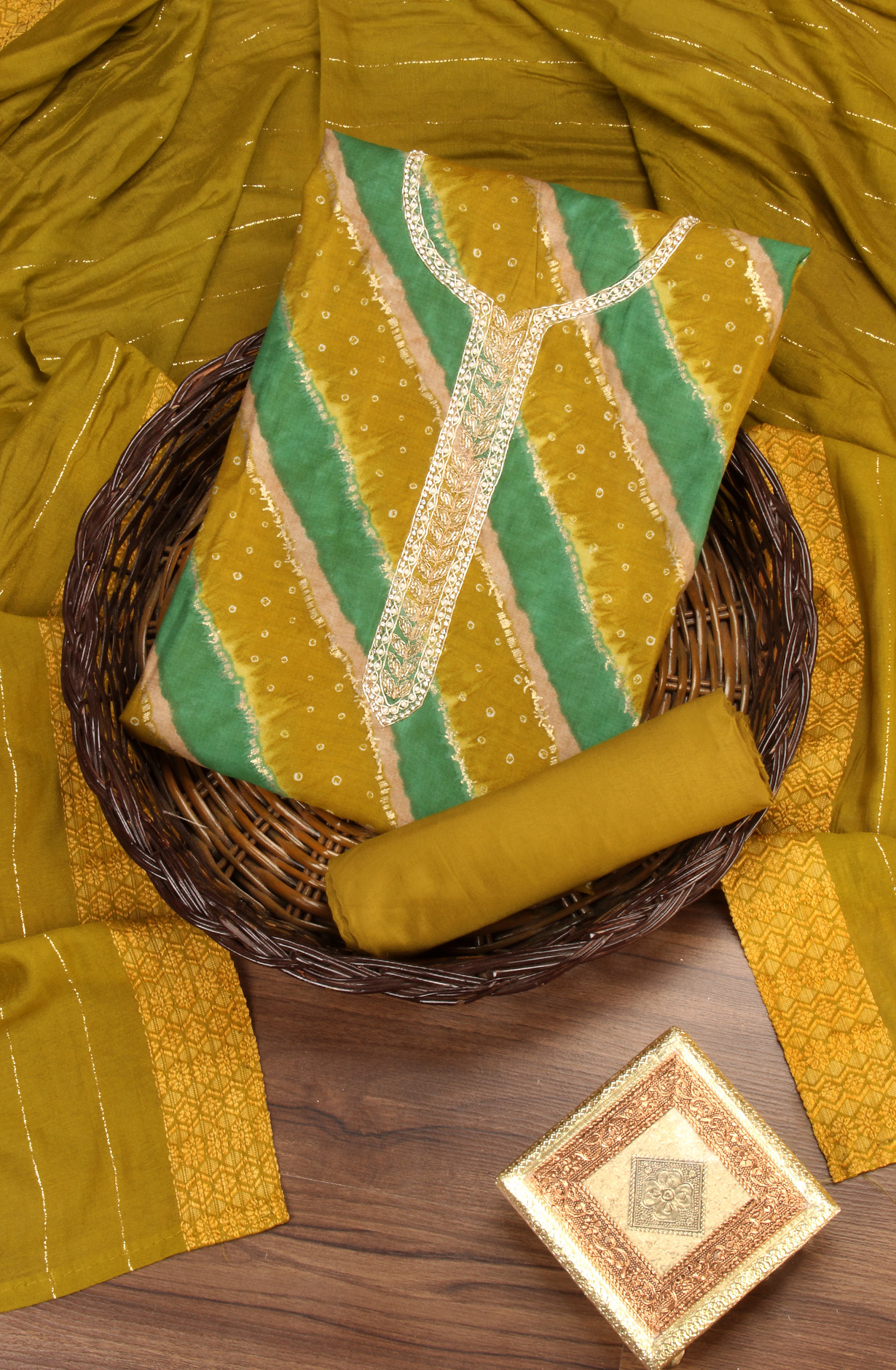 Mehndi Green Modal Festive Wear Unstitched Salwar Suit - 912-KCS35004A