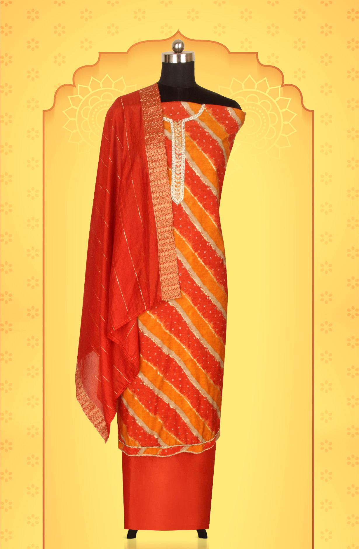 Rust Modal Festive Wear Unstitched Salwar Suit - 912-KCS35004B