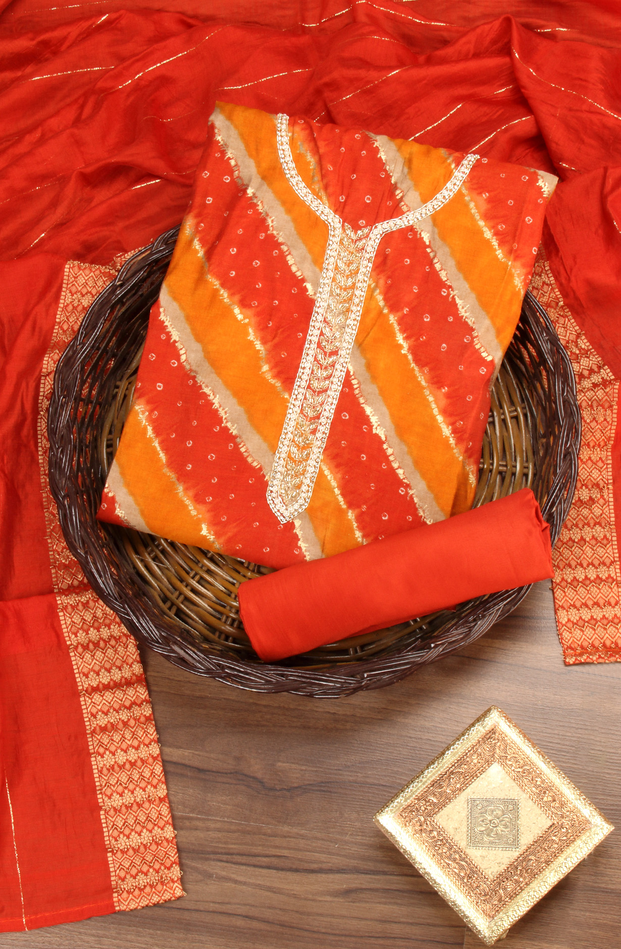 Rust Modal Festive Wear Unstitched Salwar Suit - 912-KCS35004B