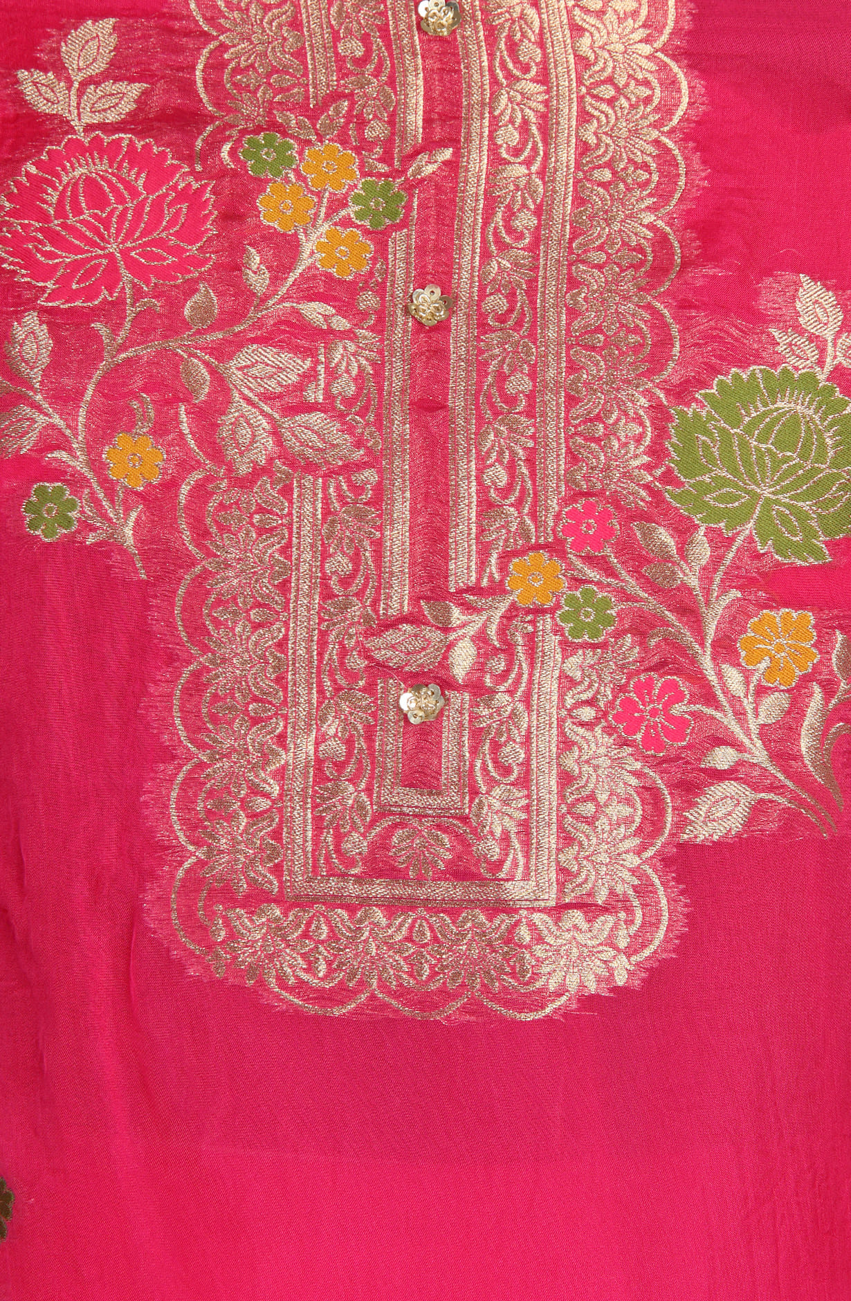 Rani Pink Organza Unstitched Suit-set with Organza Dupatta - 912-KTLA96206