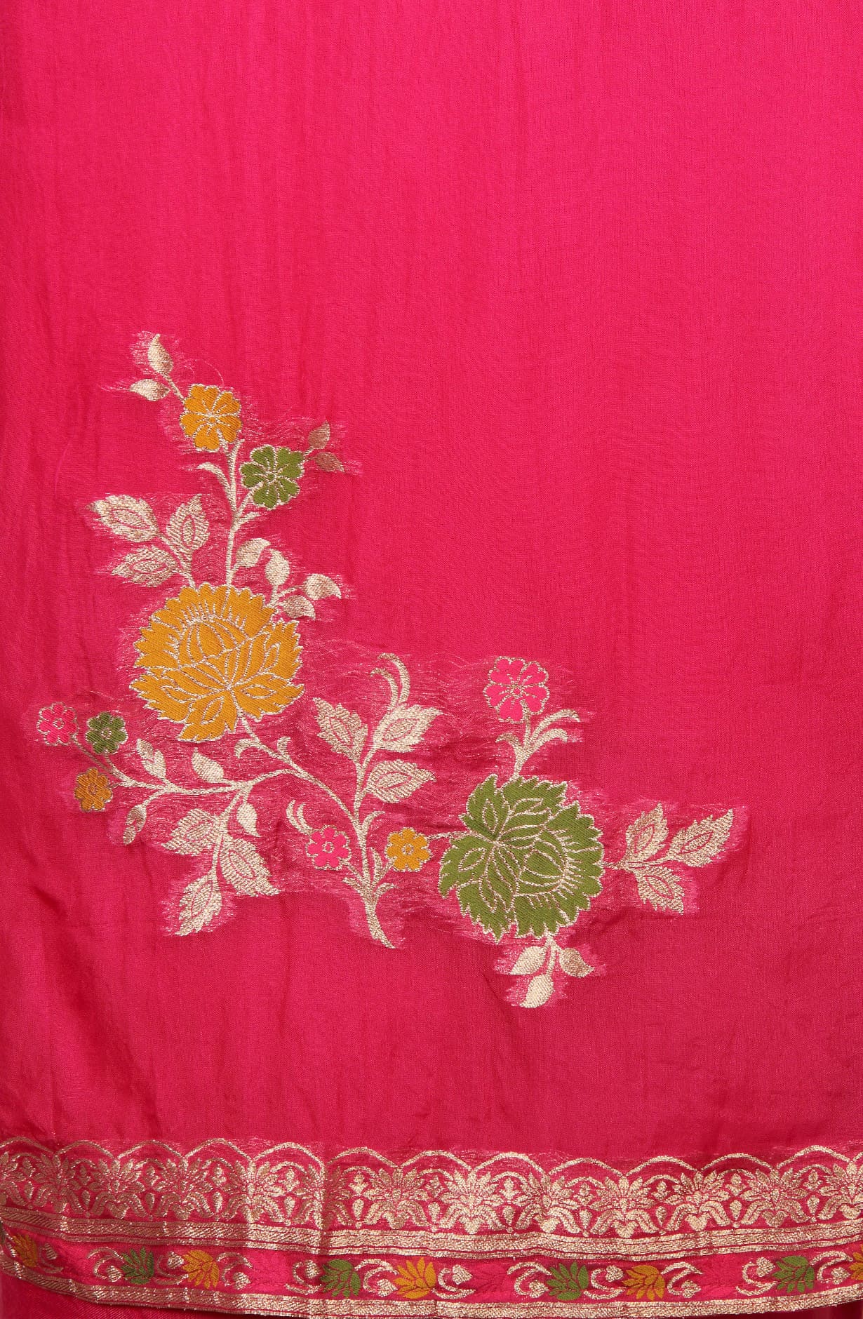 Rani Pink Organza Unstitched Suit-set with Organza Dupatta - 912-KTLA96206