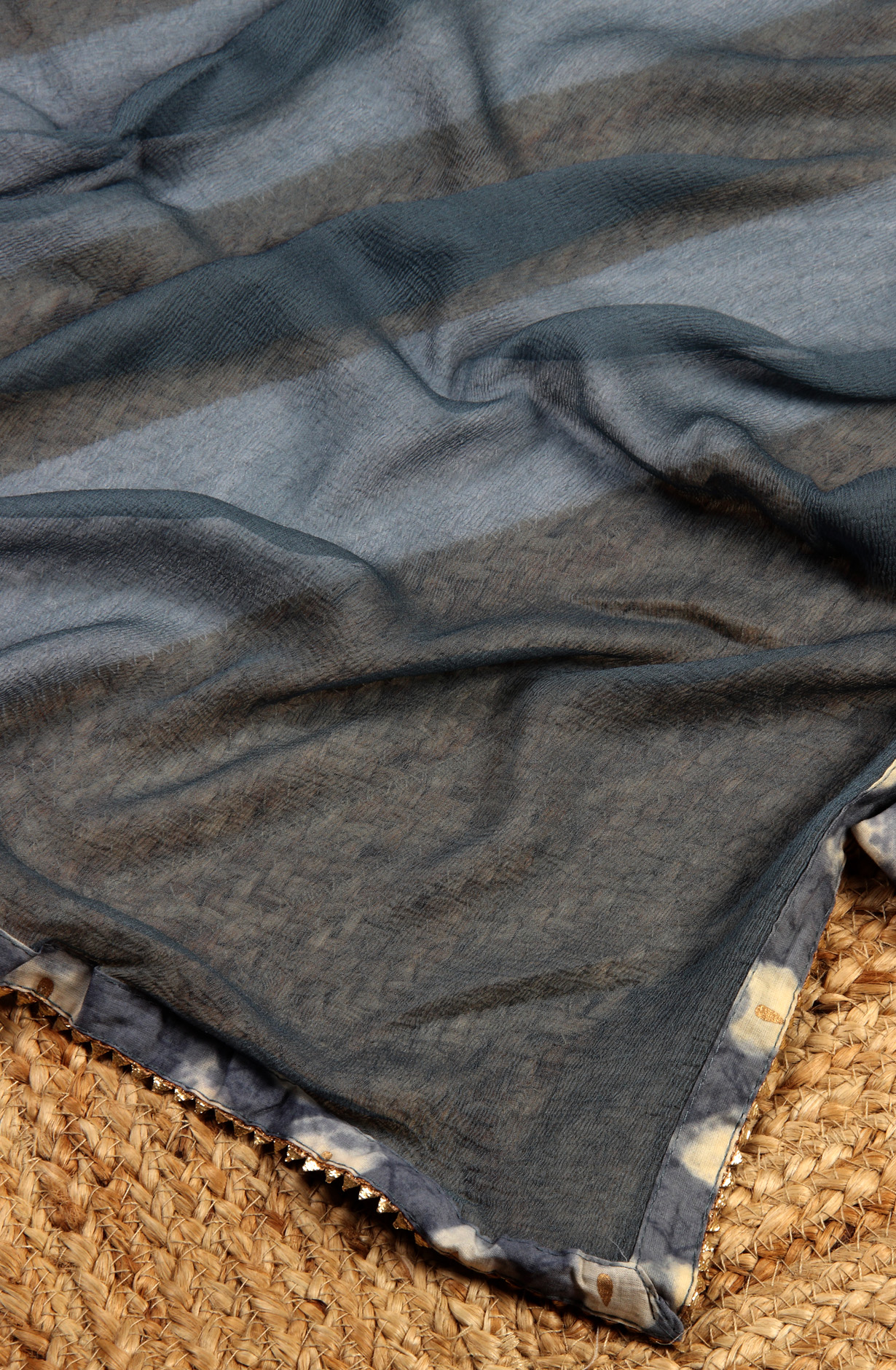 Grey Cotton Printed Unstitched Salwar Kameez with Chiffon Dupatta - 912-LA06643