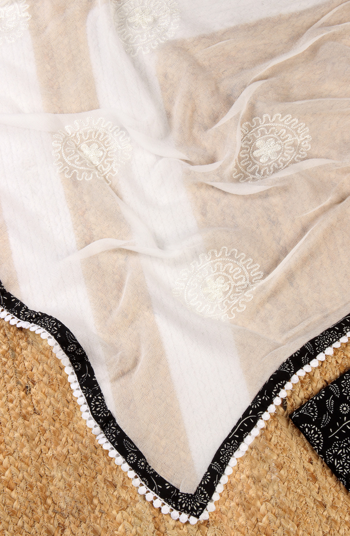 Black Cotton Printed Salwar Kameez with Chiffon Dupatta - 912-LA06652