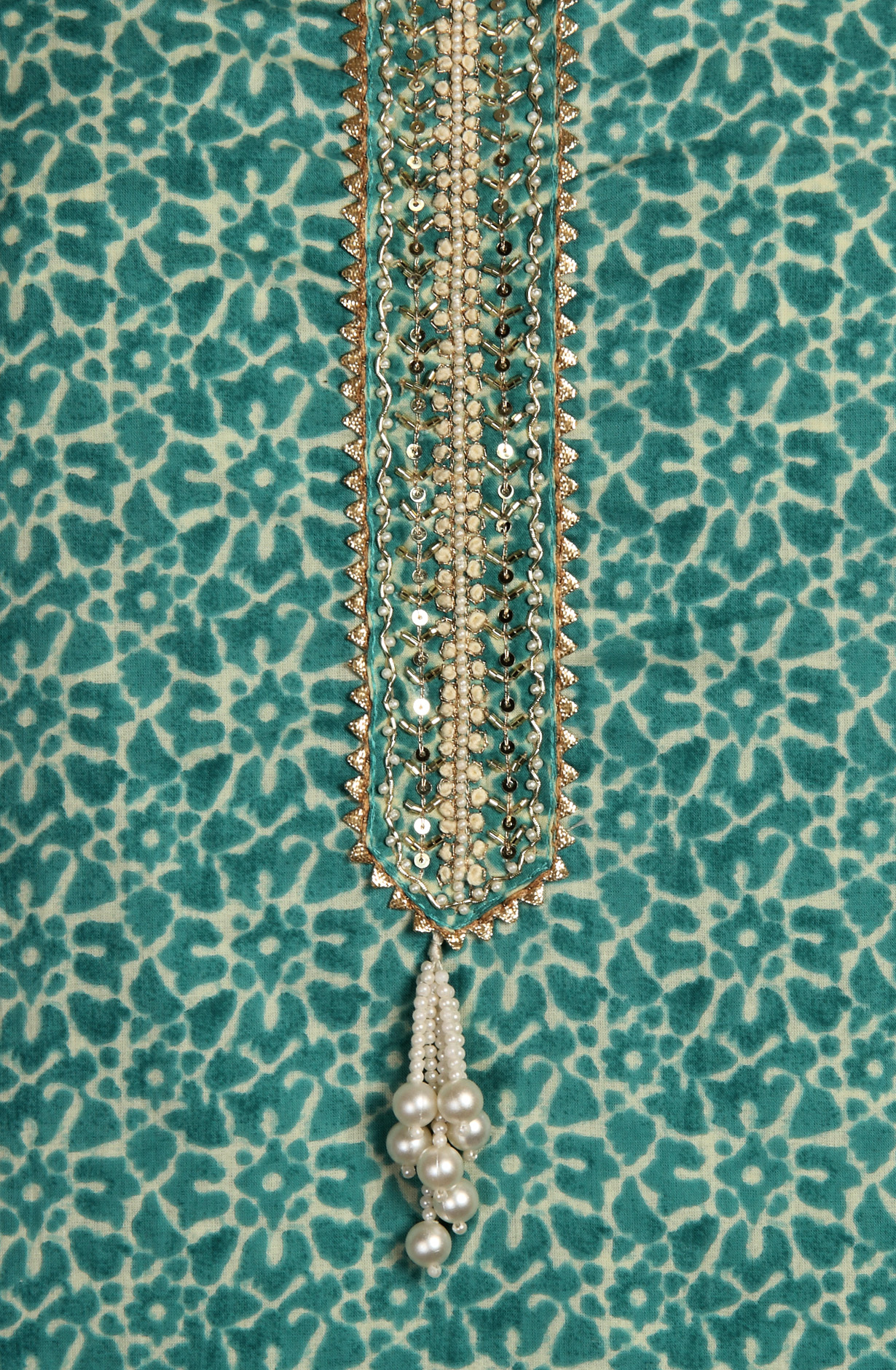 Green Cotton Printed Unstitched Salwar Kameez with Chiffon Dupatta - 912-LA06668A