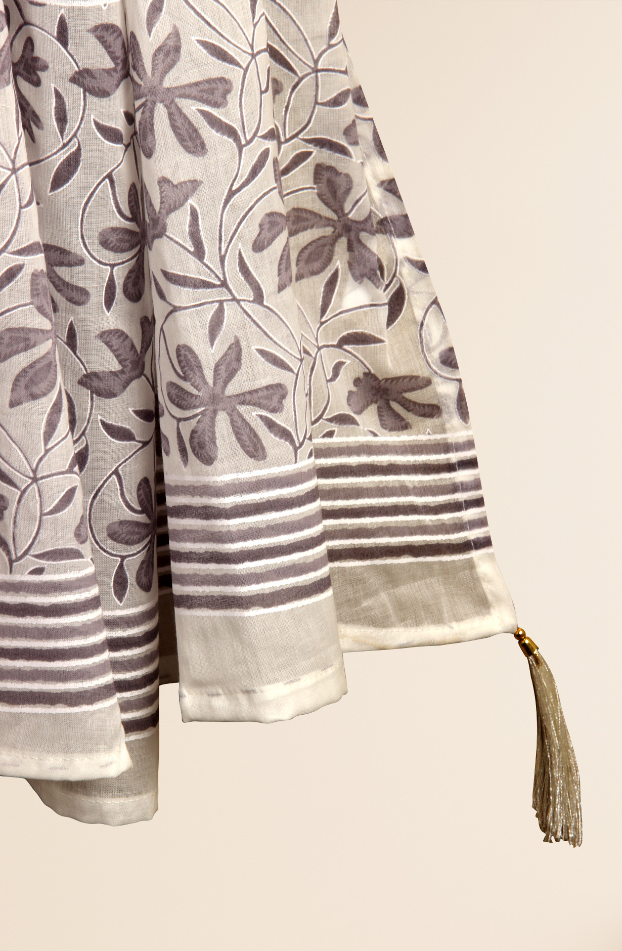 Cream and Mauve Cotton Printed with Gota Patti Work Suit-sets - 912-MR00703A