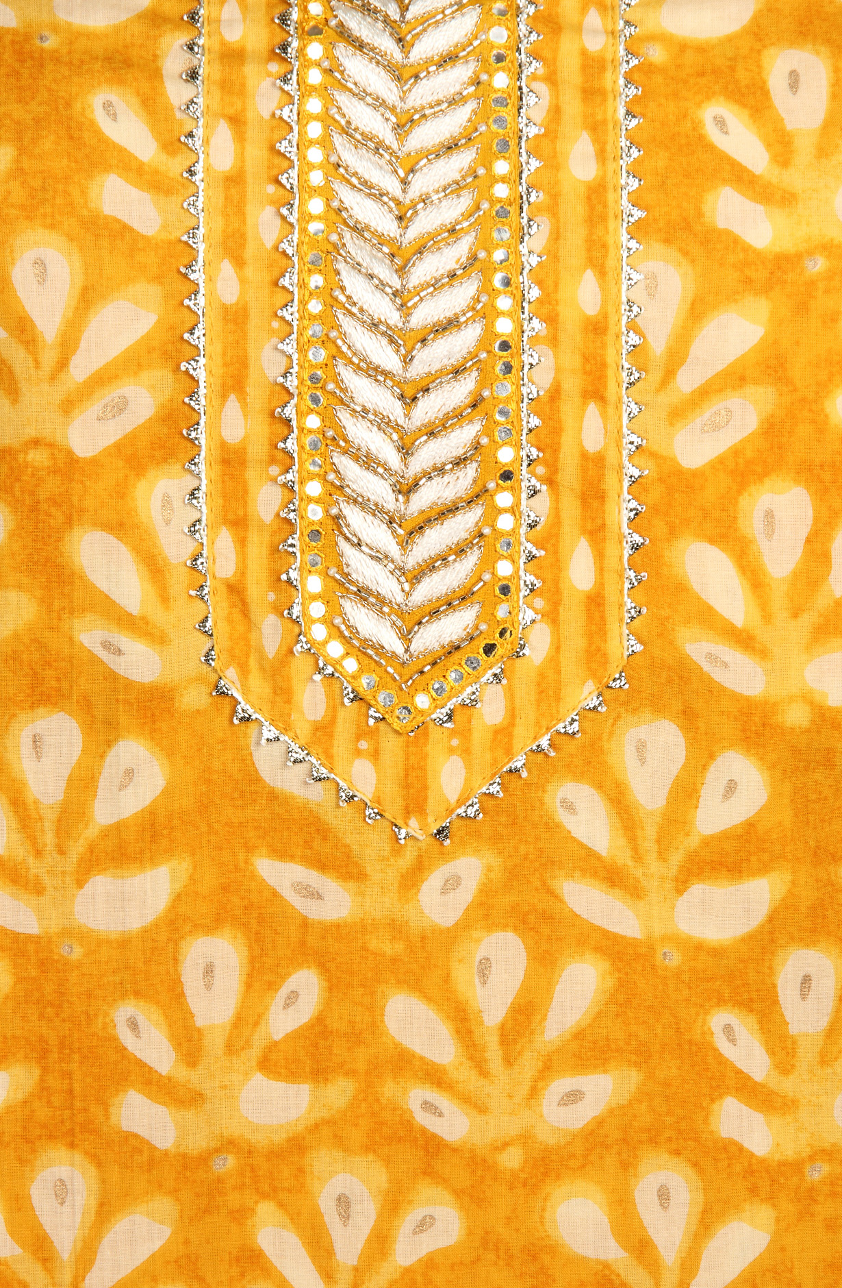 Mustard Cotton Printed Salwar Suit with Chiffon Dupatta - 912-NDJ54179A