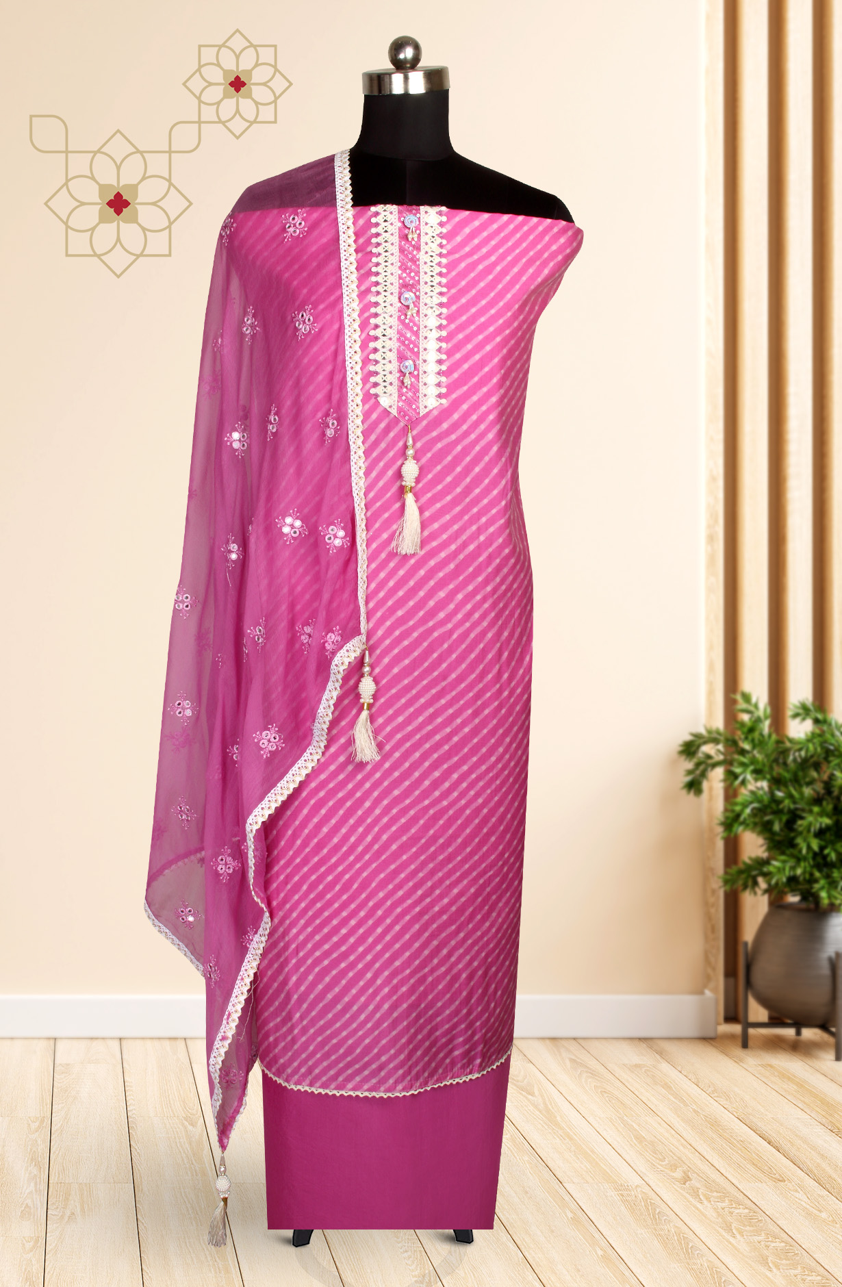 Purple Modal Printed Salwar Suit with Chiffon Dupatta - 912-NDJ54194A