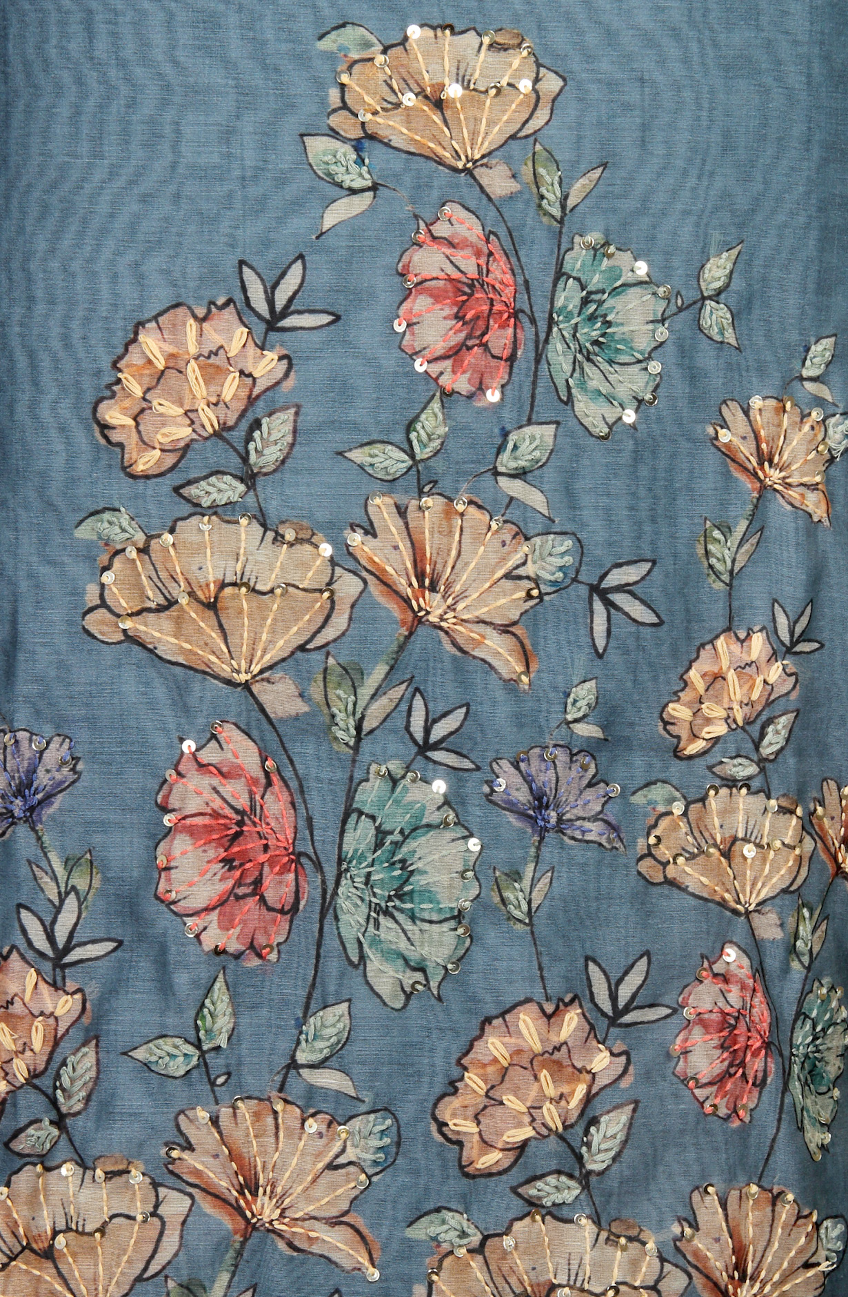 Teal Chanderi Kantha Work Salwar Suit - 912-RCK38060-1B