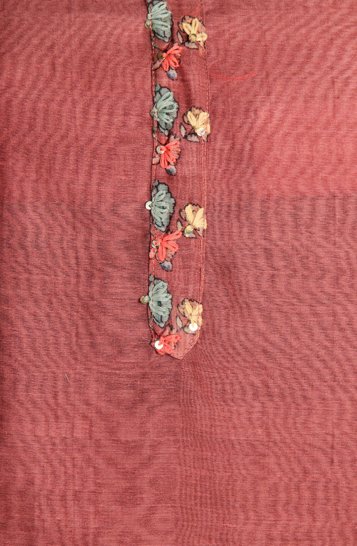 Maroon Chanderi Kantha Work Salwar Suit - 912-RCK38060-1C