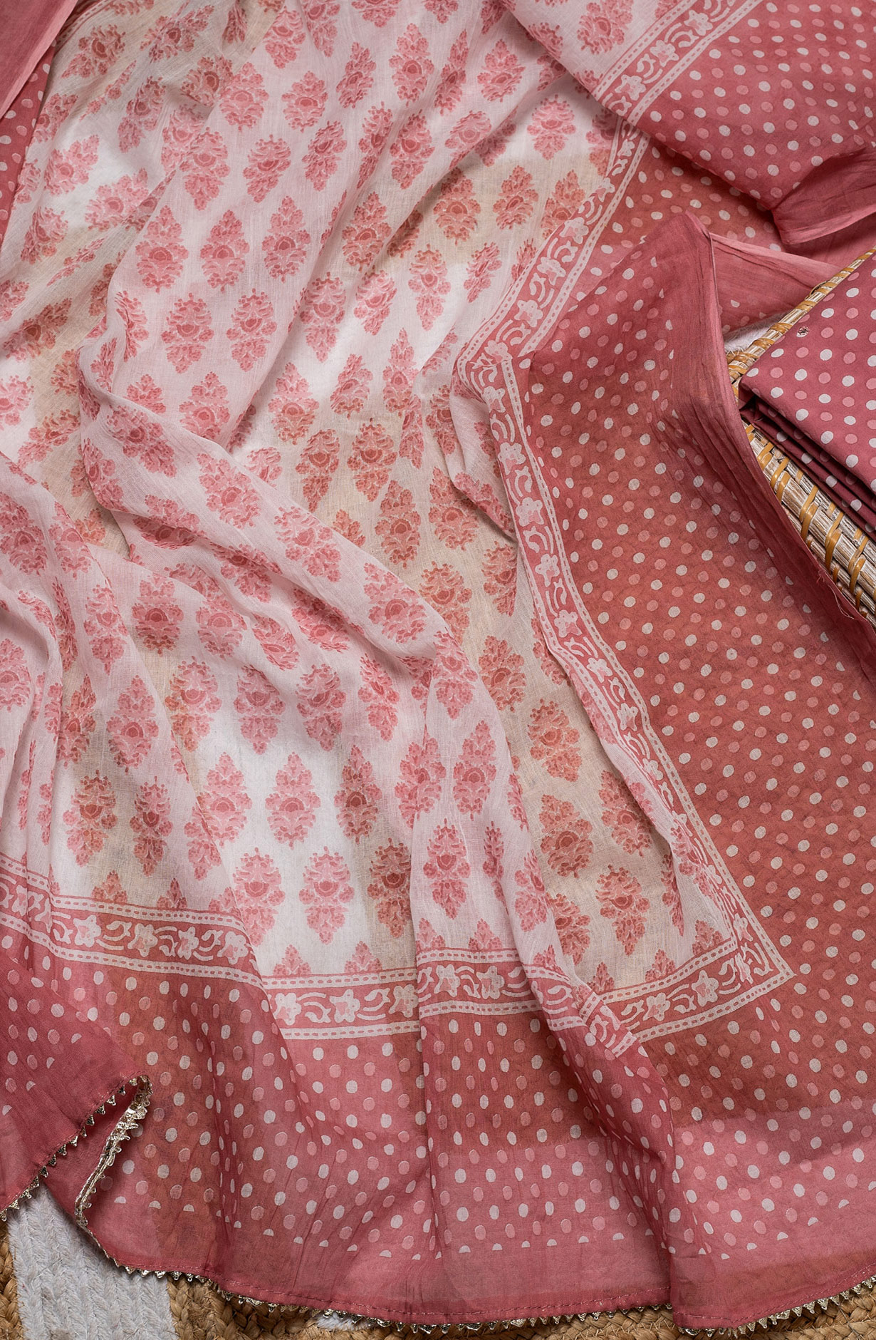 Mauve Cotton Printed Salwar Kameez Dupatta - 912-RG02203A