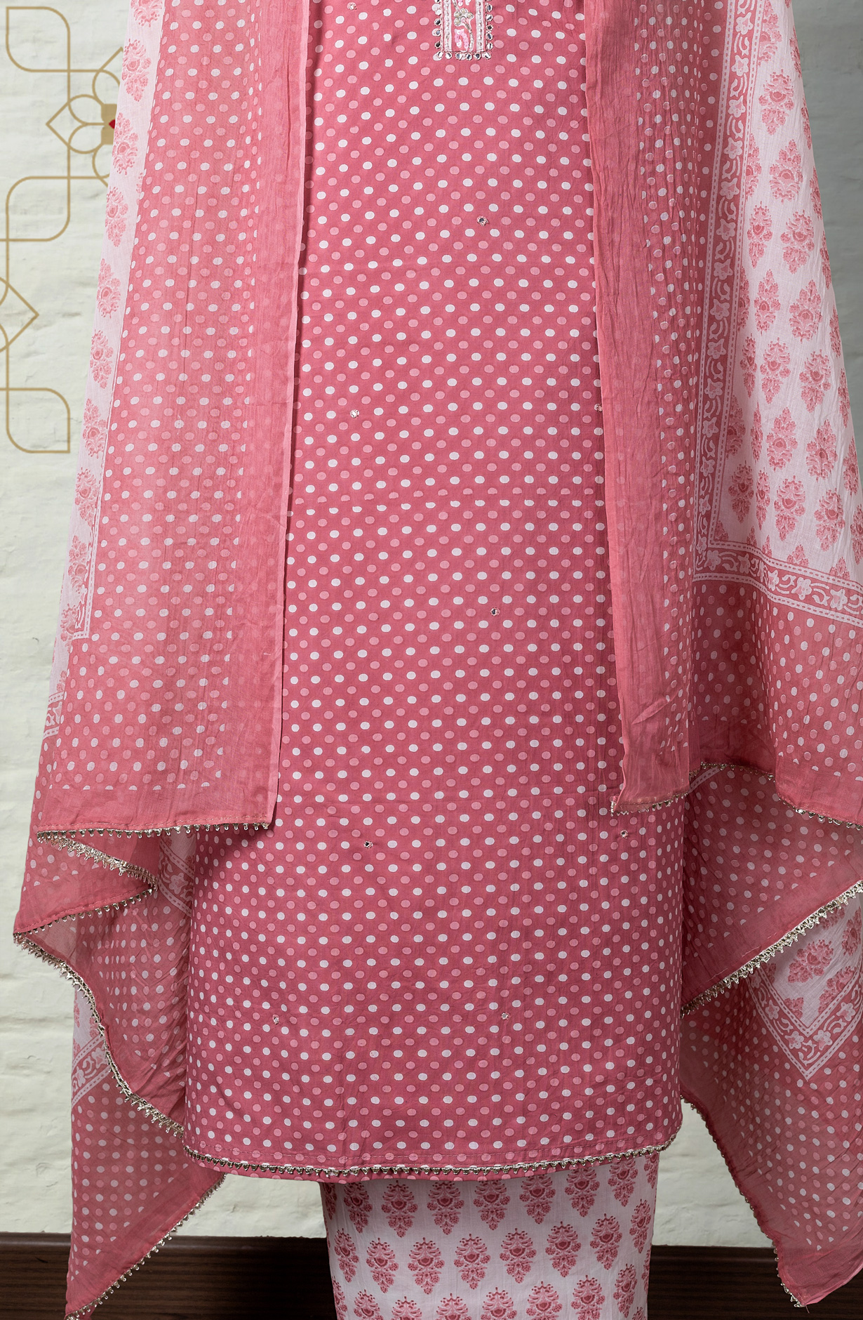 Mauve Cotton Printed Salwar Kameez Dupatta - 912-RG02203A
