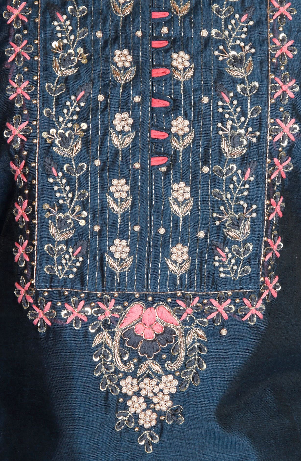 Teal Chanderi Unstitched Salwar Kameez Suit-set - 912-SAC07858