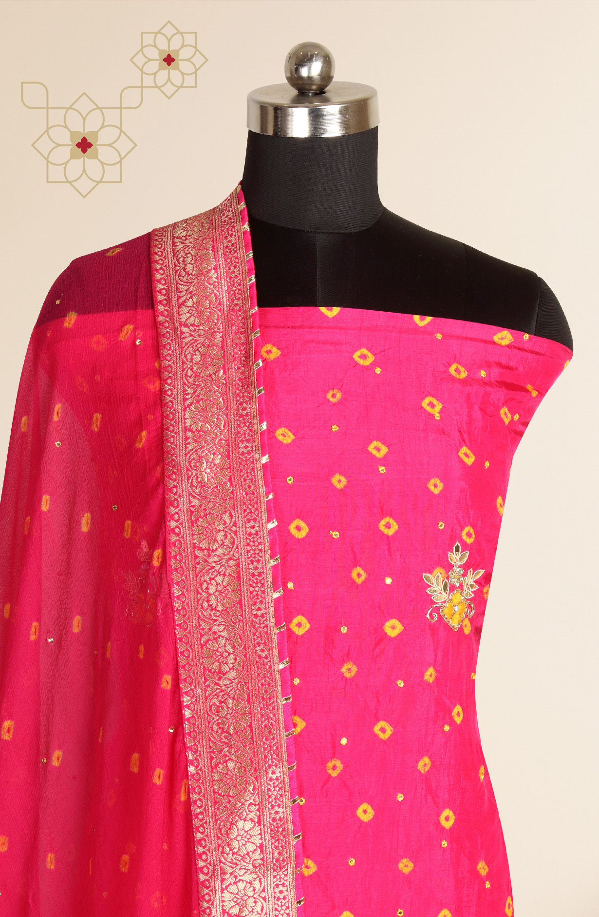 Rani Pink Designer Partywear Silk Salwar Kameez with Chiffon Dupatta - 912-SAMJ09006