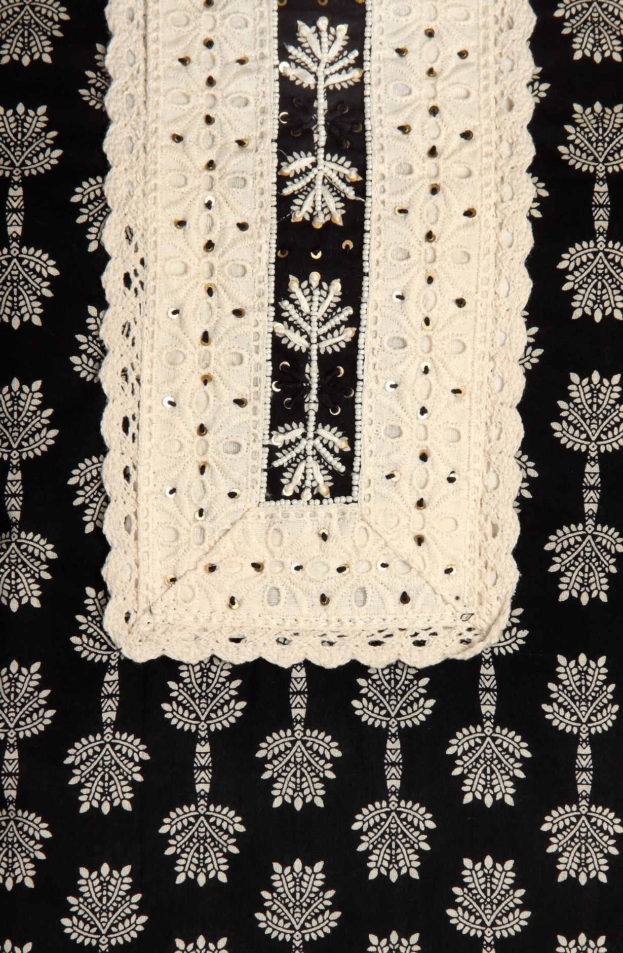 Black Cotton Unstitched Lacework Pakistani Suit-set - 912-SHIV23005