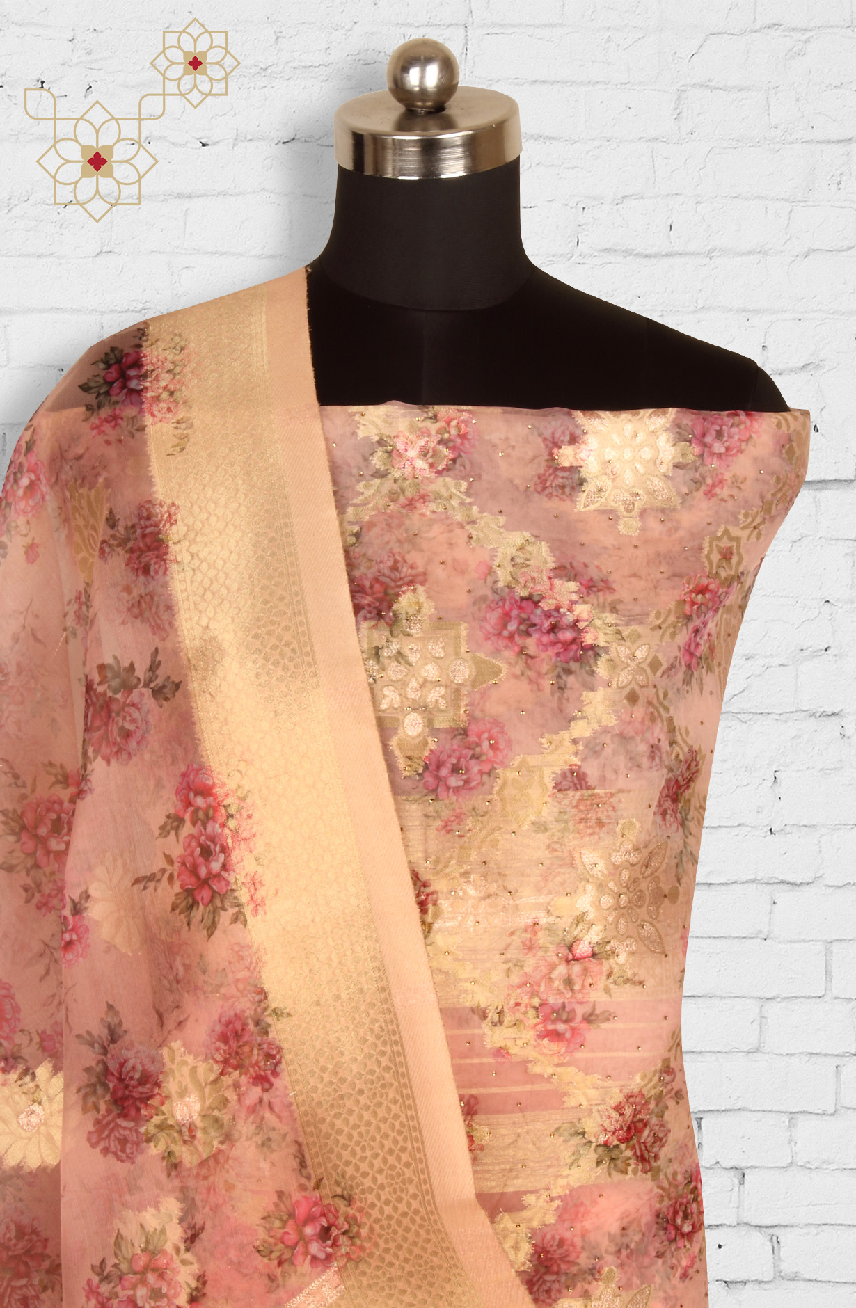 Peach Festive Wear Organza Salwar Suit Dupatta - 912-SSMS76012-1A