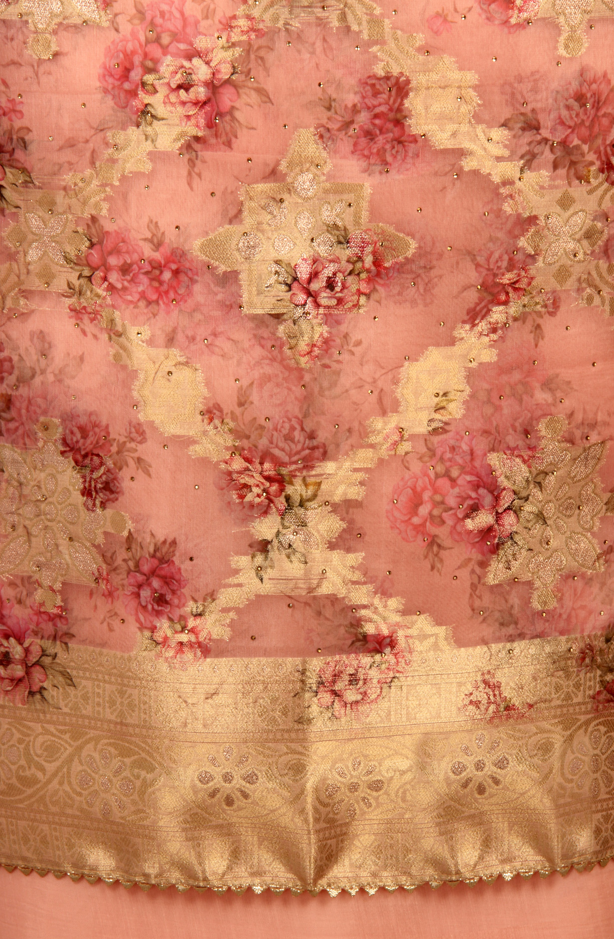 Peach Festive Wear Organza Salwar Suit Dupatta - 912-SSMS76012-1A