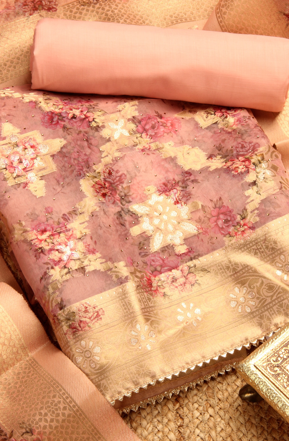 Peach Festive Wear Organza Salwar Suit Dupatta - 912-SSMS76012-1A