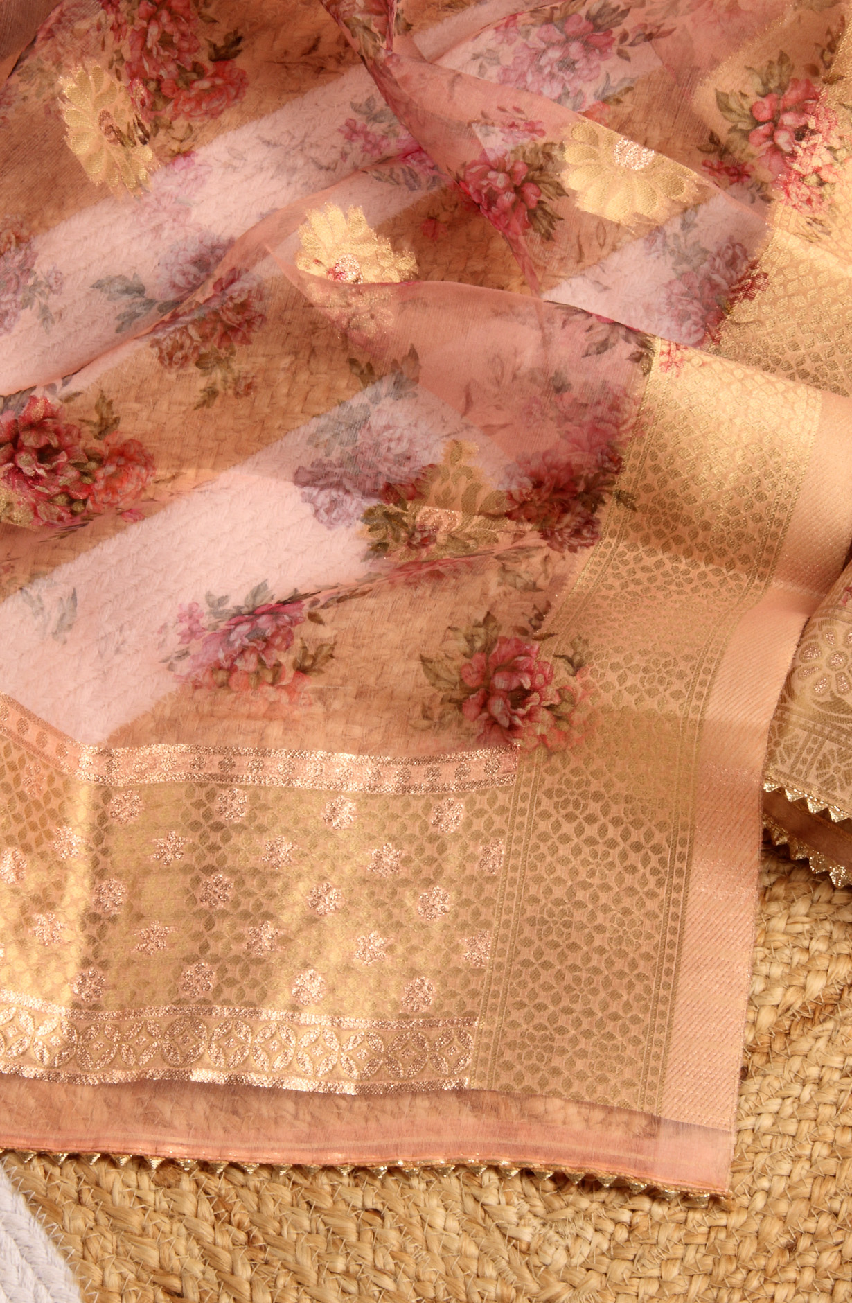 Peach Festive Wear Organza Salwar Suit Dupatta - 912-SSMS76012-1A