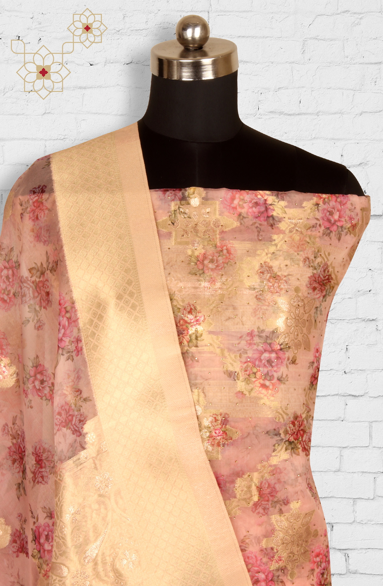 Peach Festive Wear Organza Salwar Suit Dupatta - 912-SSMS76012A