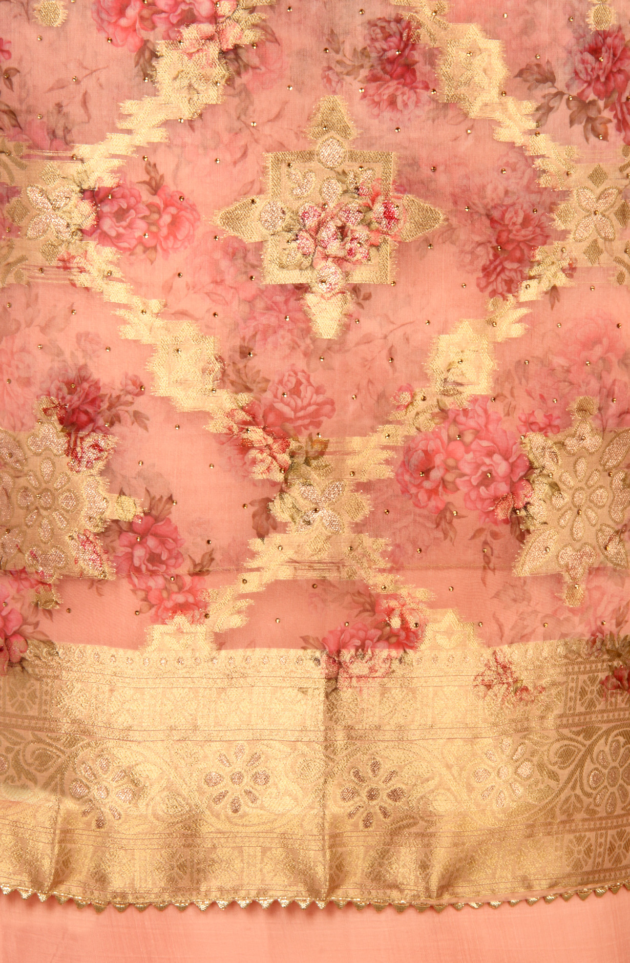 Peach Festive Wear Organza Salwar Suit Dupatta - 912-SSMS76012A