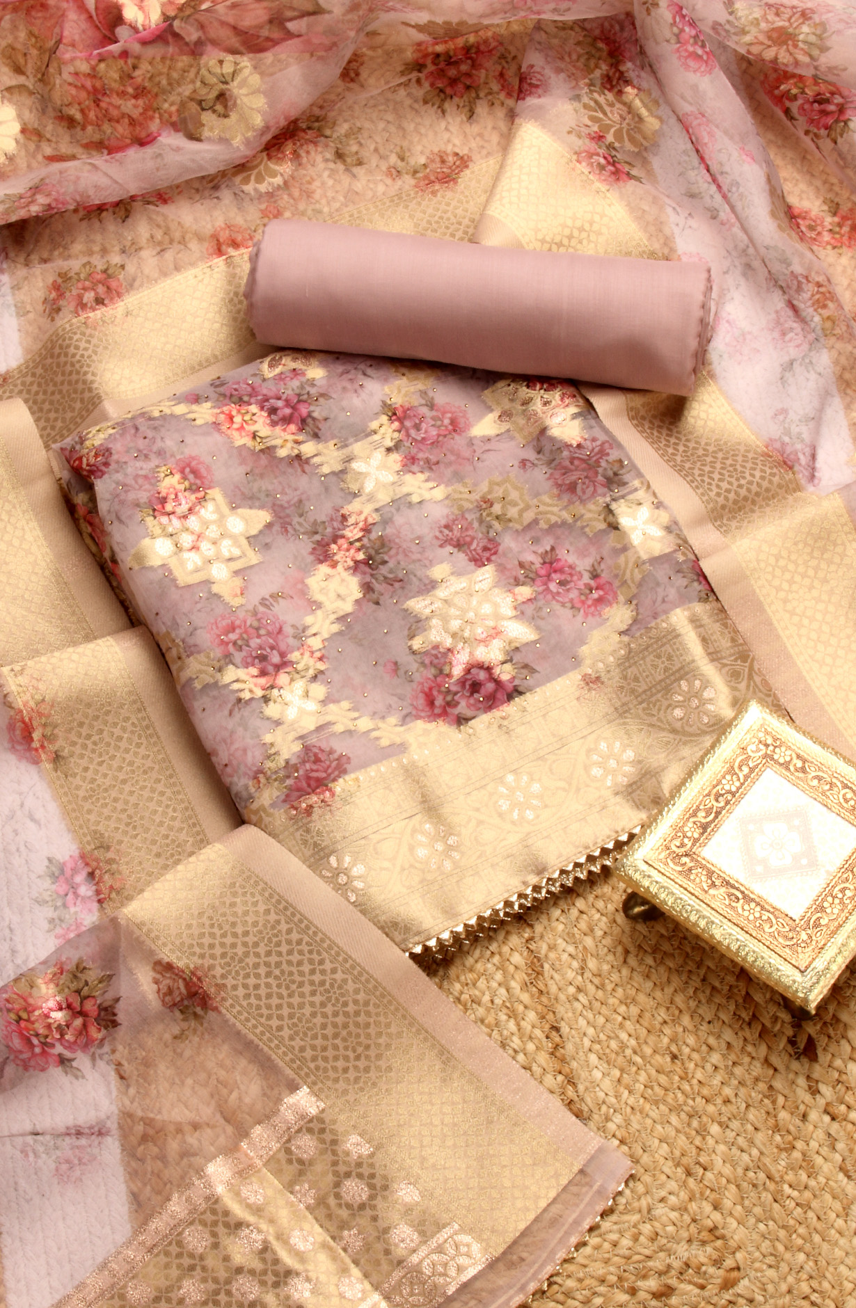 Mauve Festive Wear Organza Salwar Suit Dupatta - 912-SSMS76012B