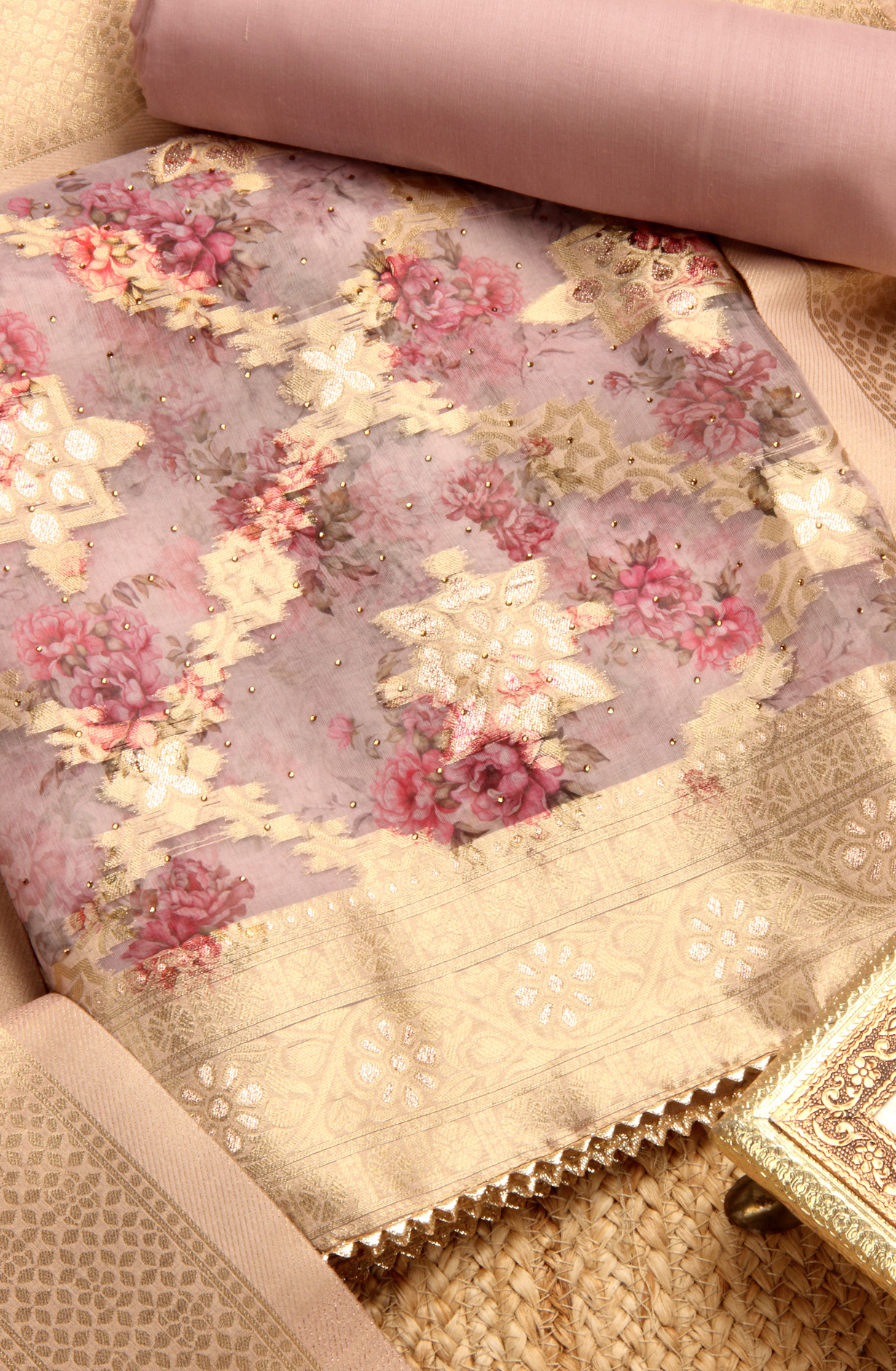 Mauve Festive Wear Organza Salwar Suit Dupatta - 912-SSMS76012B