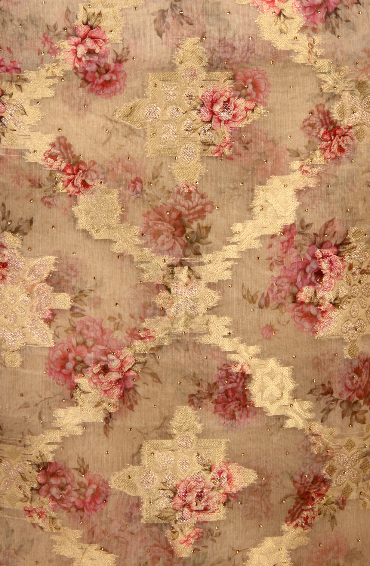 Beige Festive Wear Organza Salwar Suit Dupatta - 912-SSMS76012C