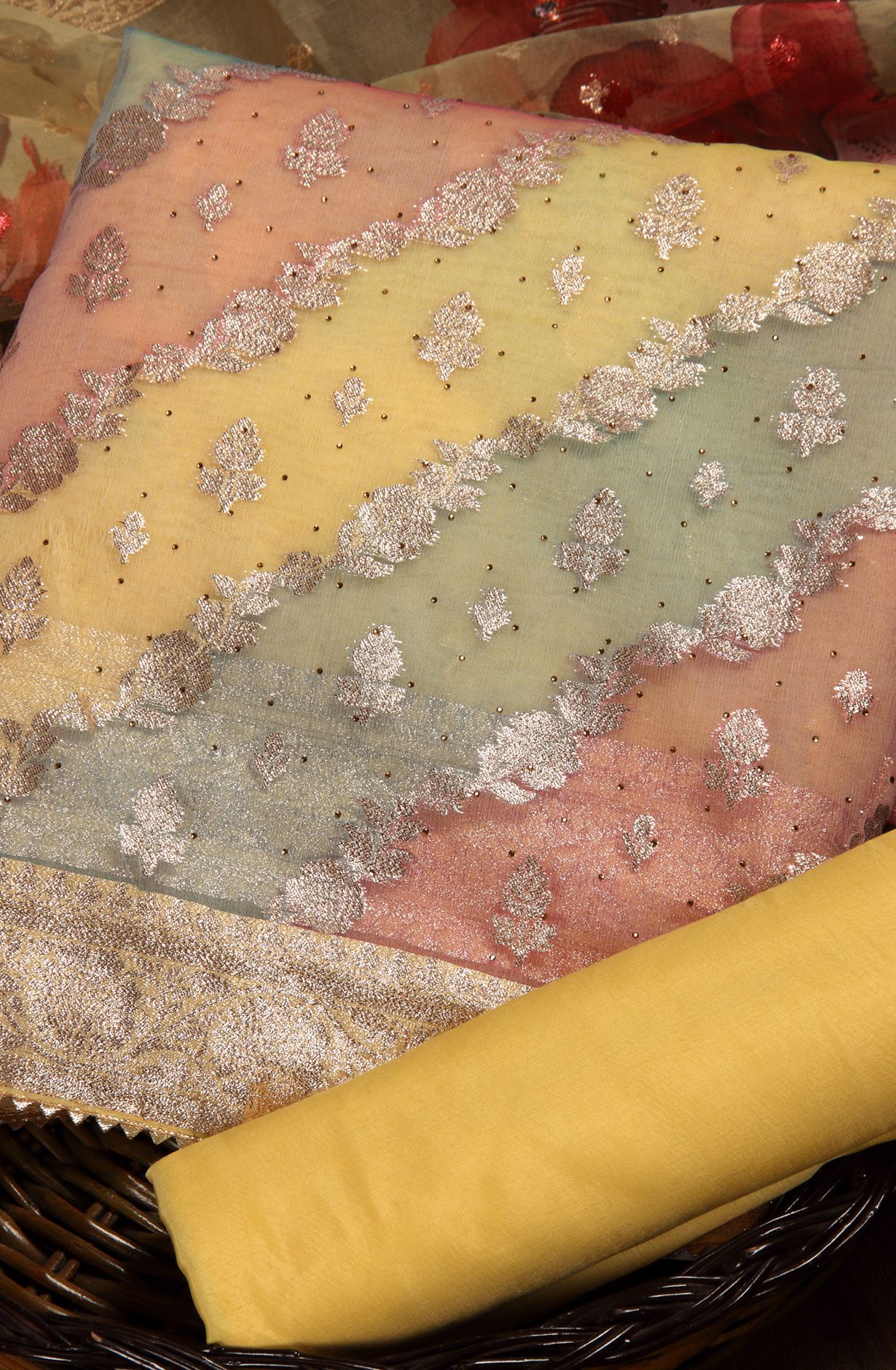 Yellow Festive Wear Banarasi Salwar Suit Dupatta - 912-SSMS76014