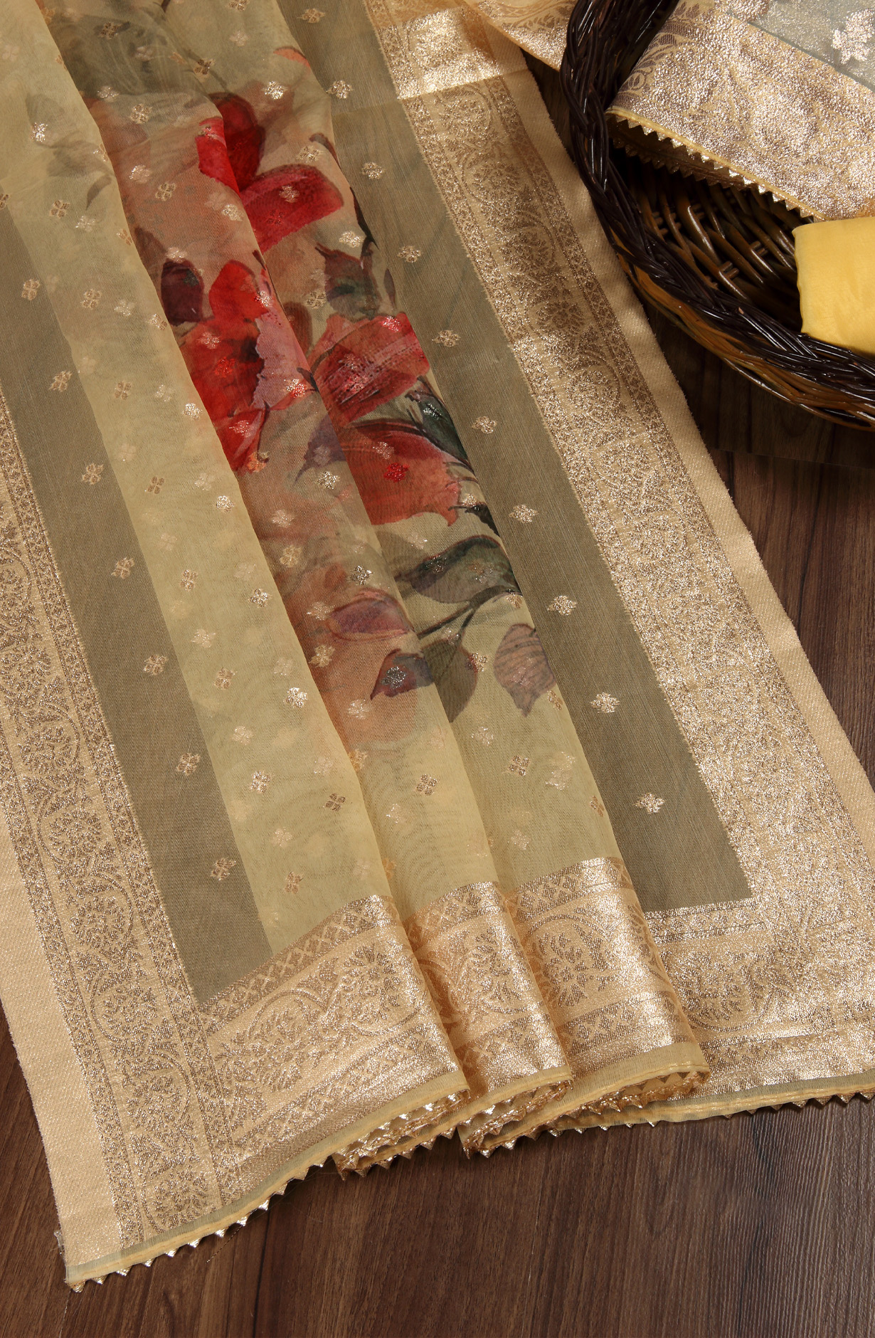 Yellow Festive Wear Banarasi Salwar Suit Dupatta - 912-SSMS76014