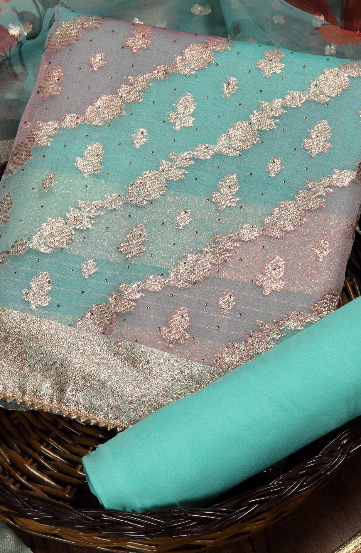 Firozi Festive Wear Banarasi Salwar Suit Dupatta - 912-SSMS76014A