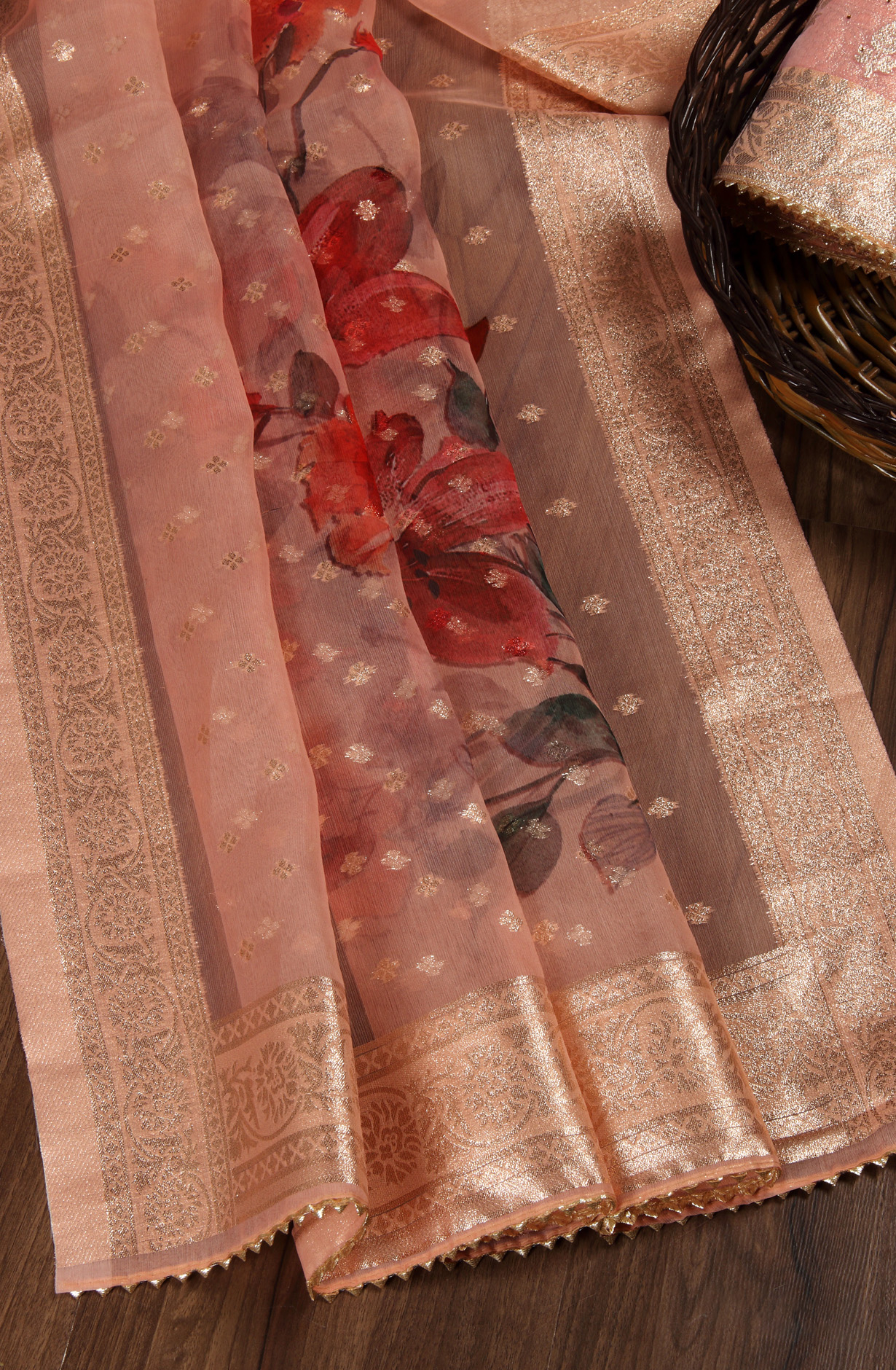 Peach Festive Wear Banarasi Salwar Suit Dupatta - 912-SSMS76014B