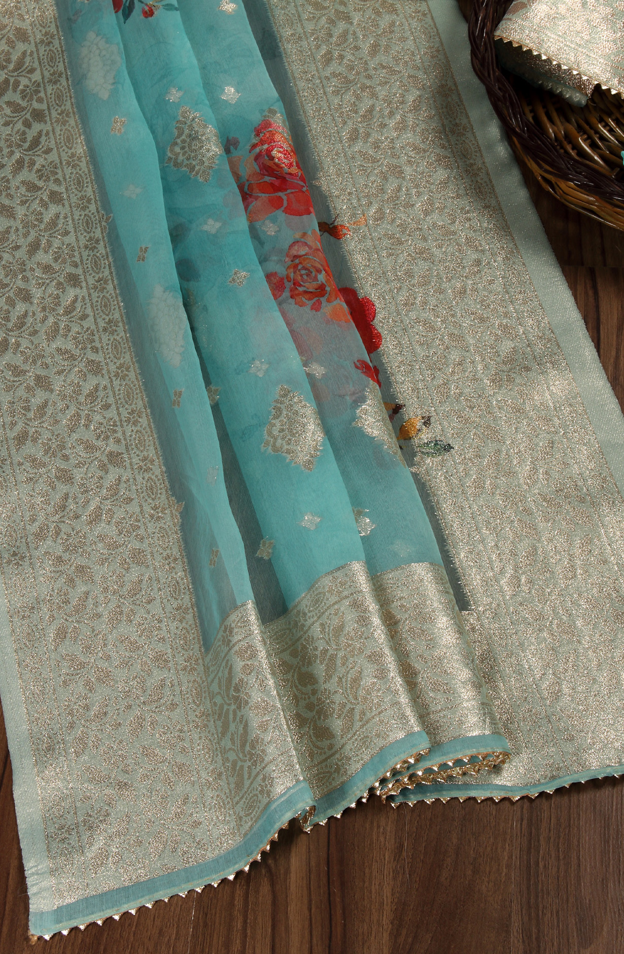 Firozi Festive Wear Banarasi Salwar Kameez Dupatta - 912-SSMS76024B