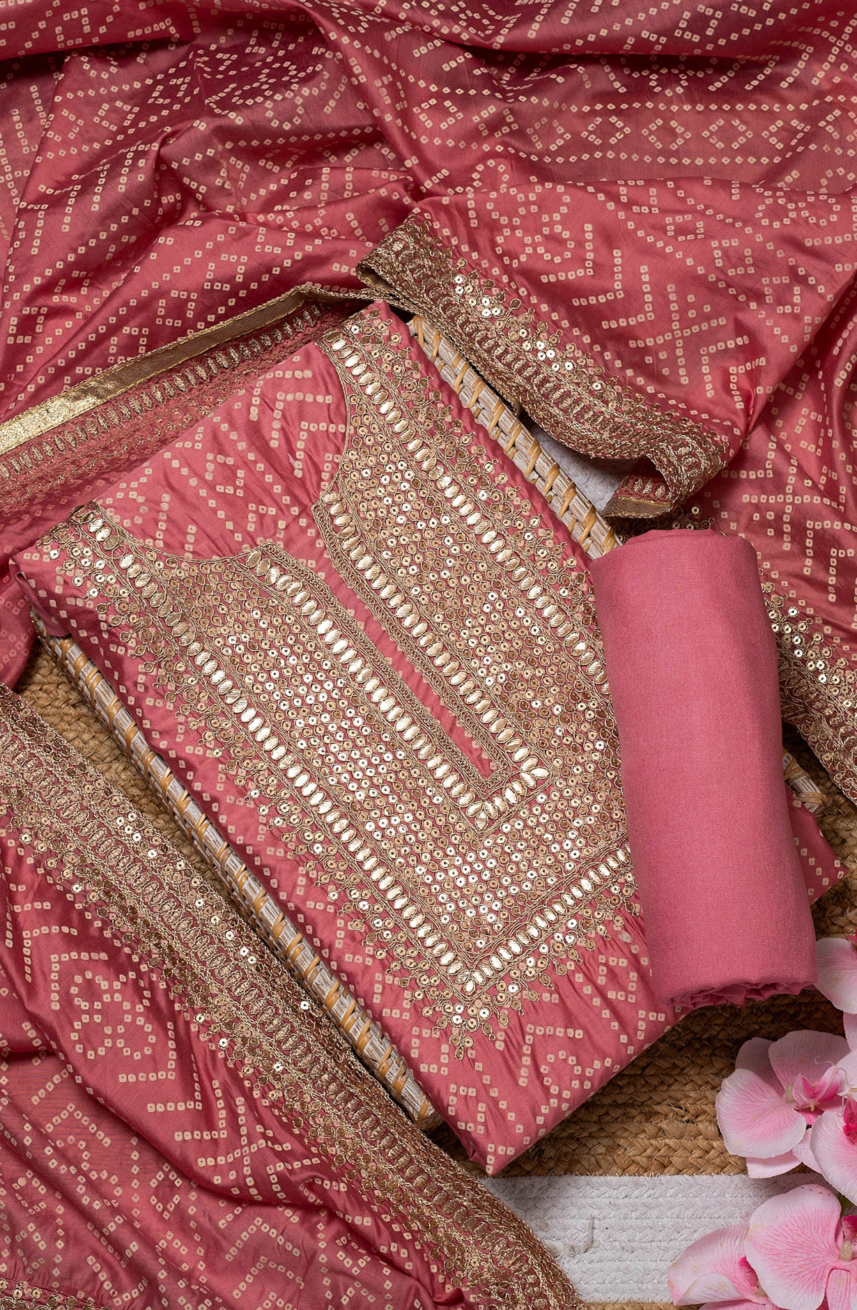 Pink Modal Printed Salwar Suit with Dupatta - 912-TCS34002A