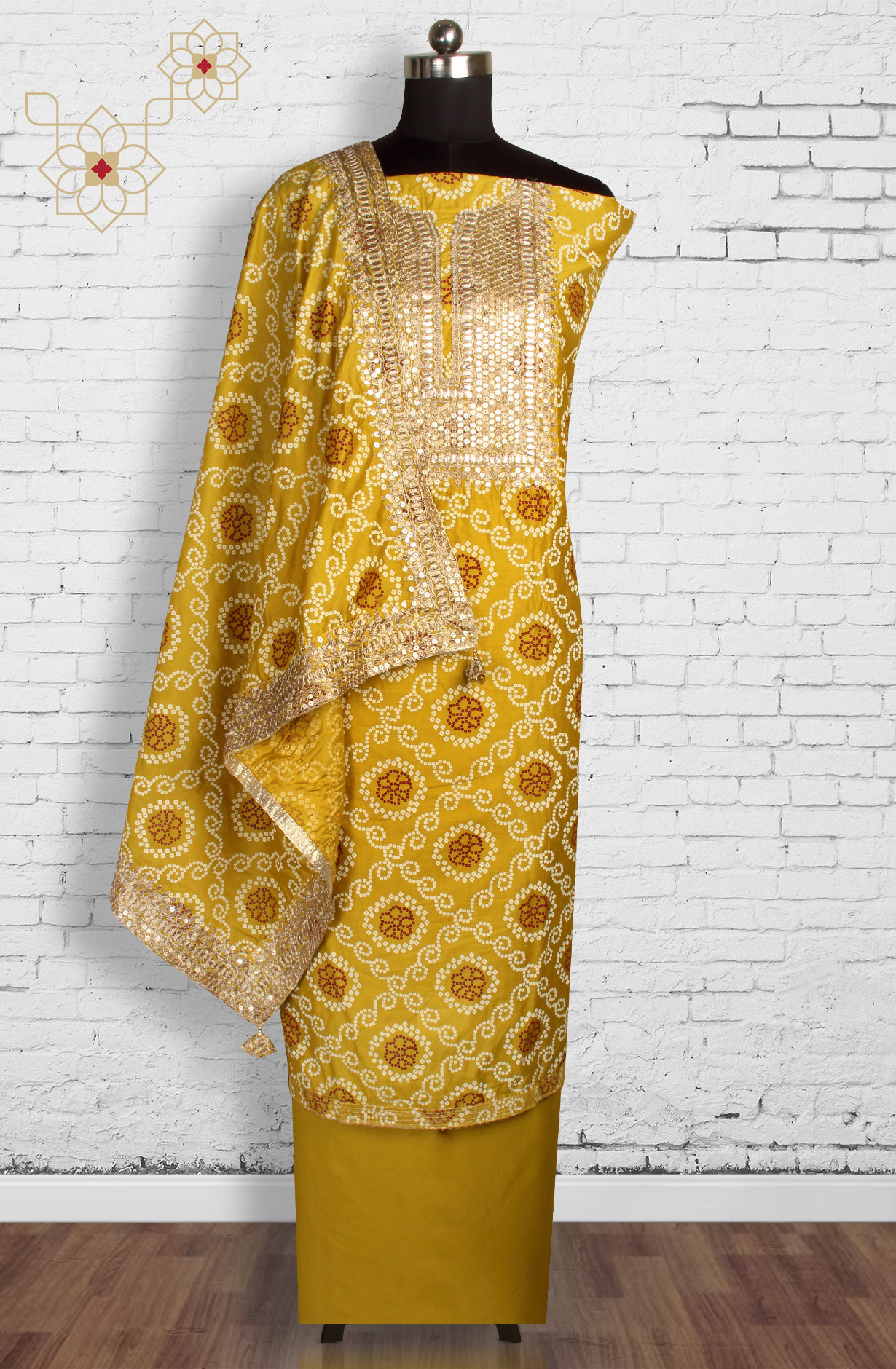 Mehndi Modal Bandhej Print Salwar Suit with Dupatta - 912-TCS34022