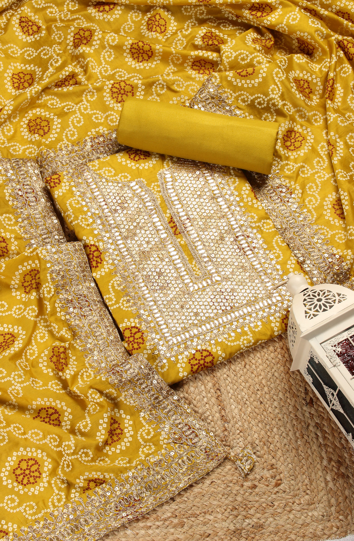 Mehndi Modal Bandhej Print Salwar Suit with Dupatta - 912-TCS34022