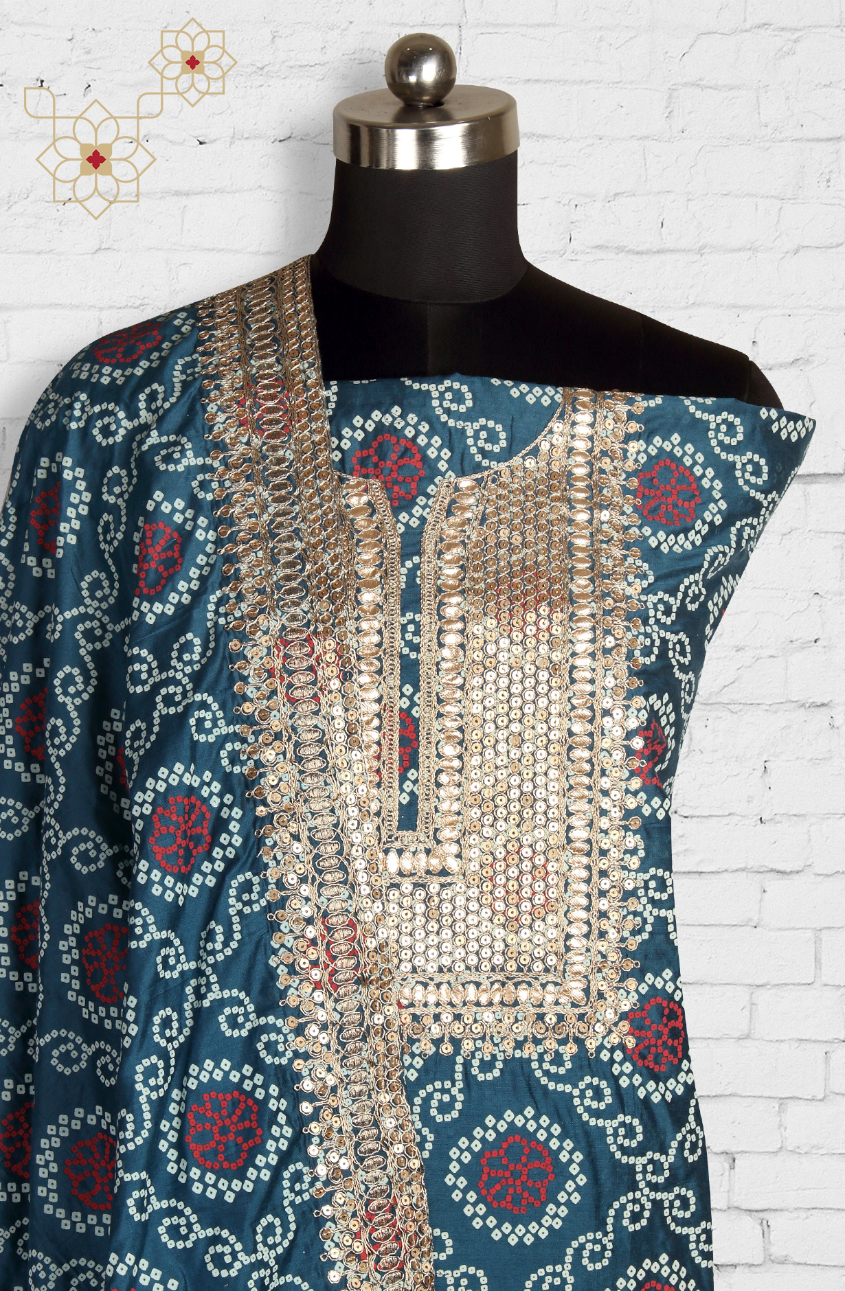 Teal Modal Bandhej Print Salwar Suit with Dupatta - 912-TCS34022A