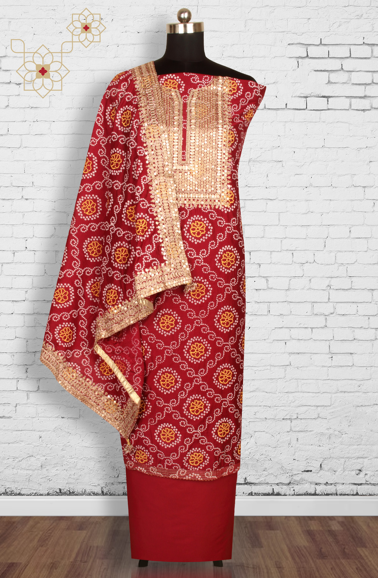 Maroon Modal Bandhej Print Salwar Suit with Dupatta - 912-TCS34022B