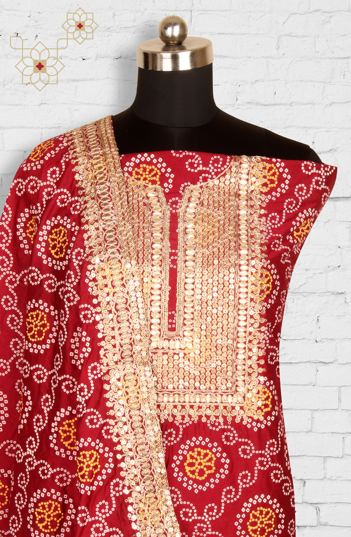 Maroon Modal Bandhej Print Salwar Suit with Dupatta - 912-TCS34022B