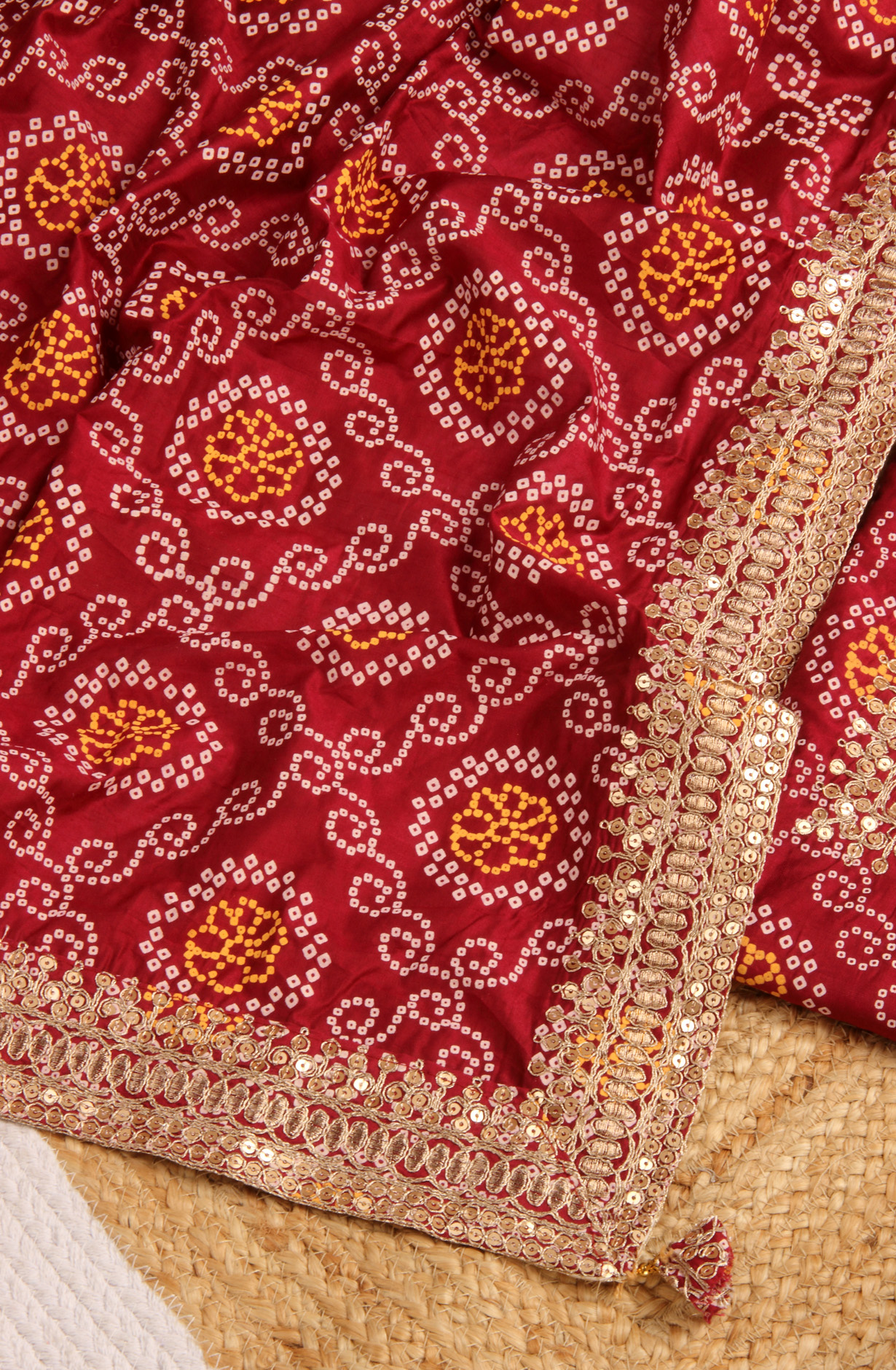 Maroon Modal Bandhej Print Salwar Suit with Dupatta - 912-TCS34022B