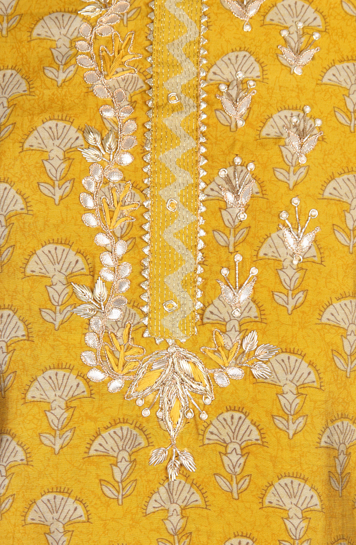 Mustard Modal Silk Unstitched Salwar Kameez Suit-set - 912-YRT09304