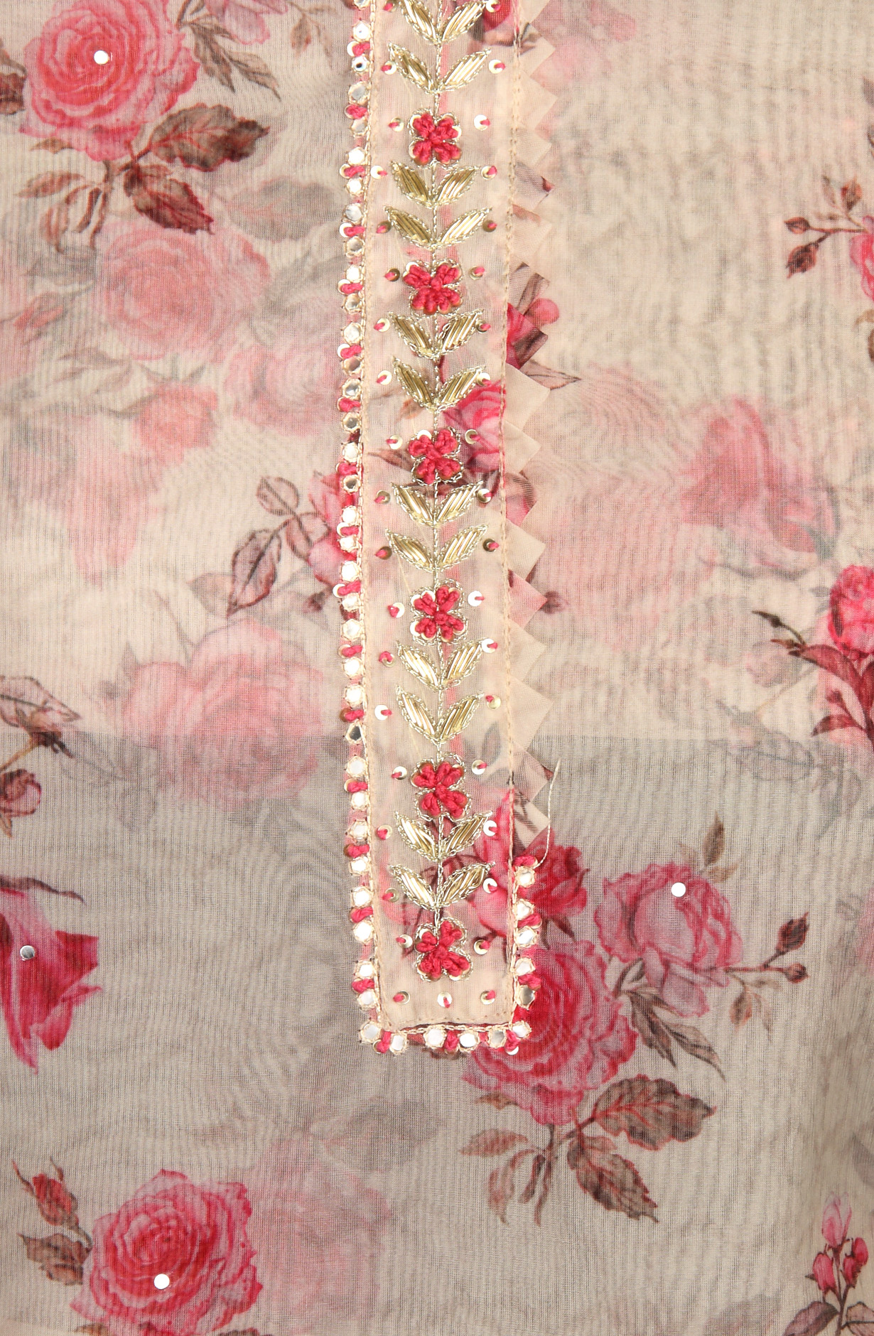 Multi-coloured Beautiful Organza Digital Printed Salwar Kameez - 912-YRT09769