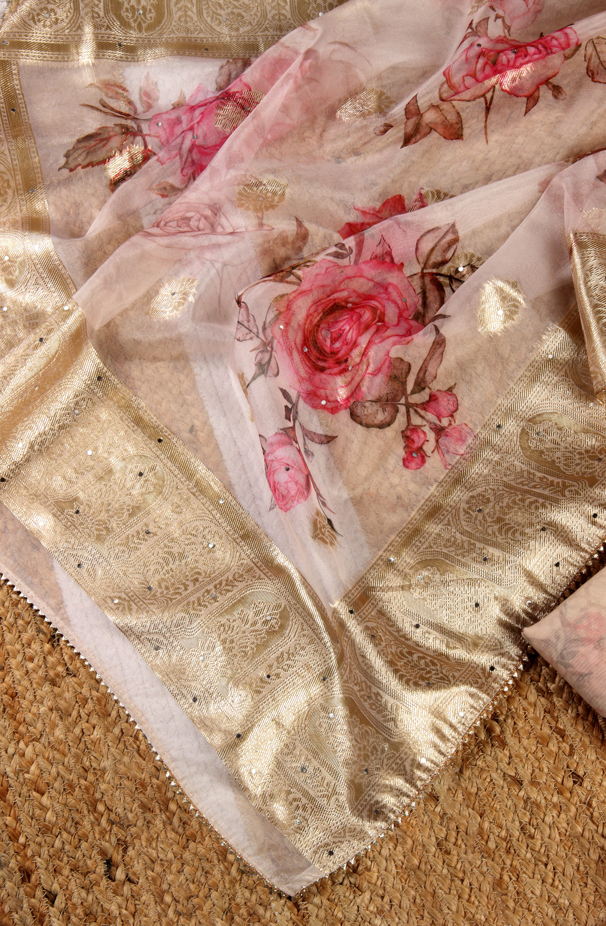 Multi-coloured Beautiful Organza Digital Printed Salwar Kameez - 912-YRT09769