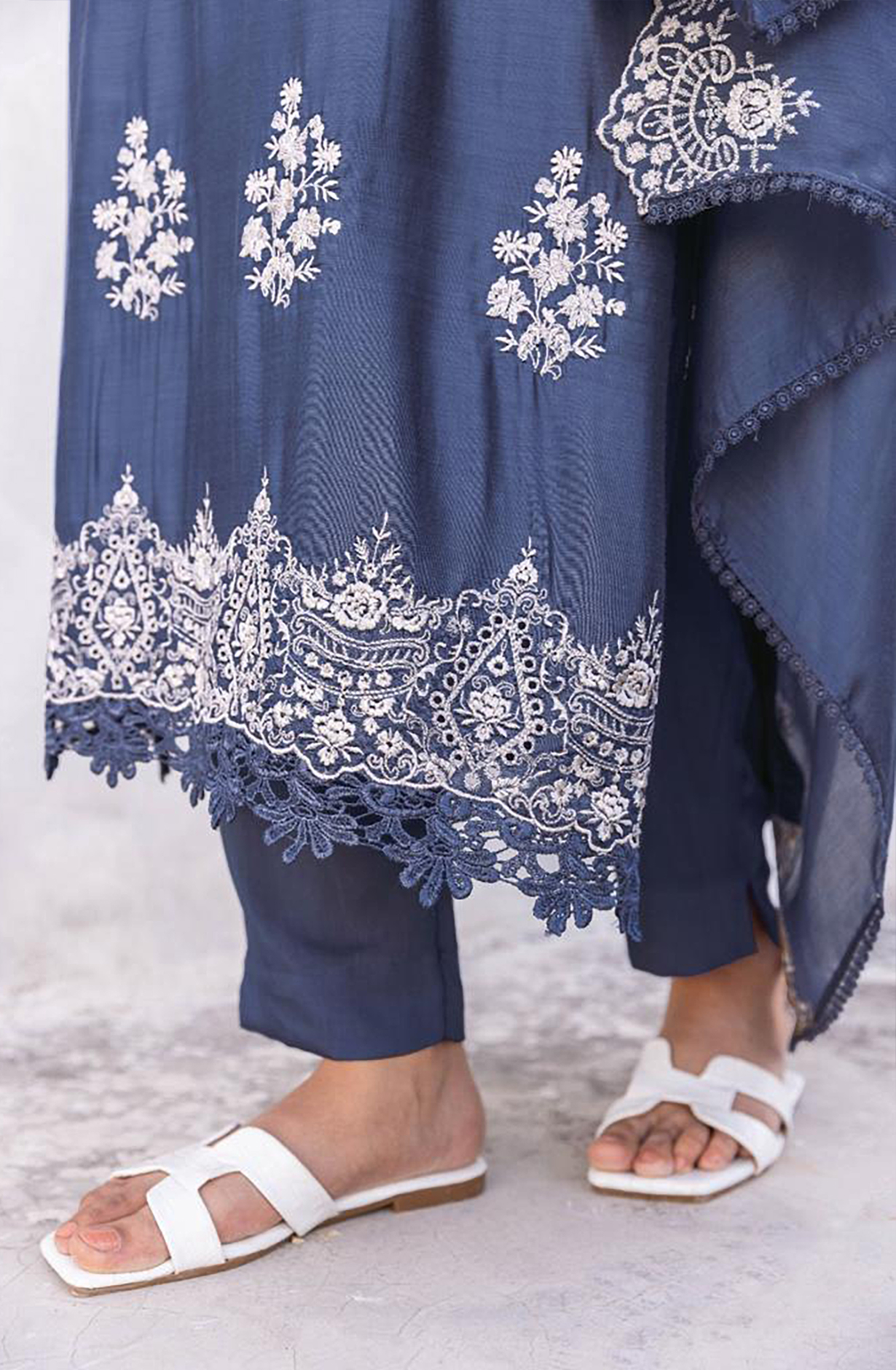 Pastel Blue Muslin Exclusive Embroidered Salwar Kameez - MER1917B