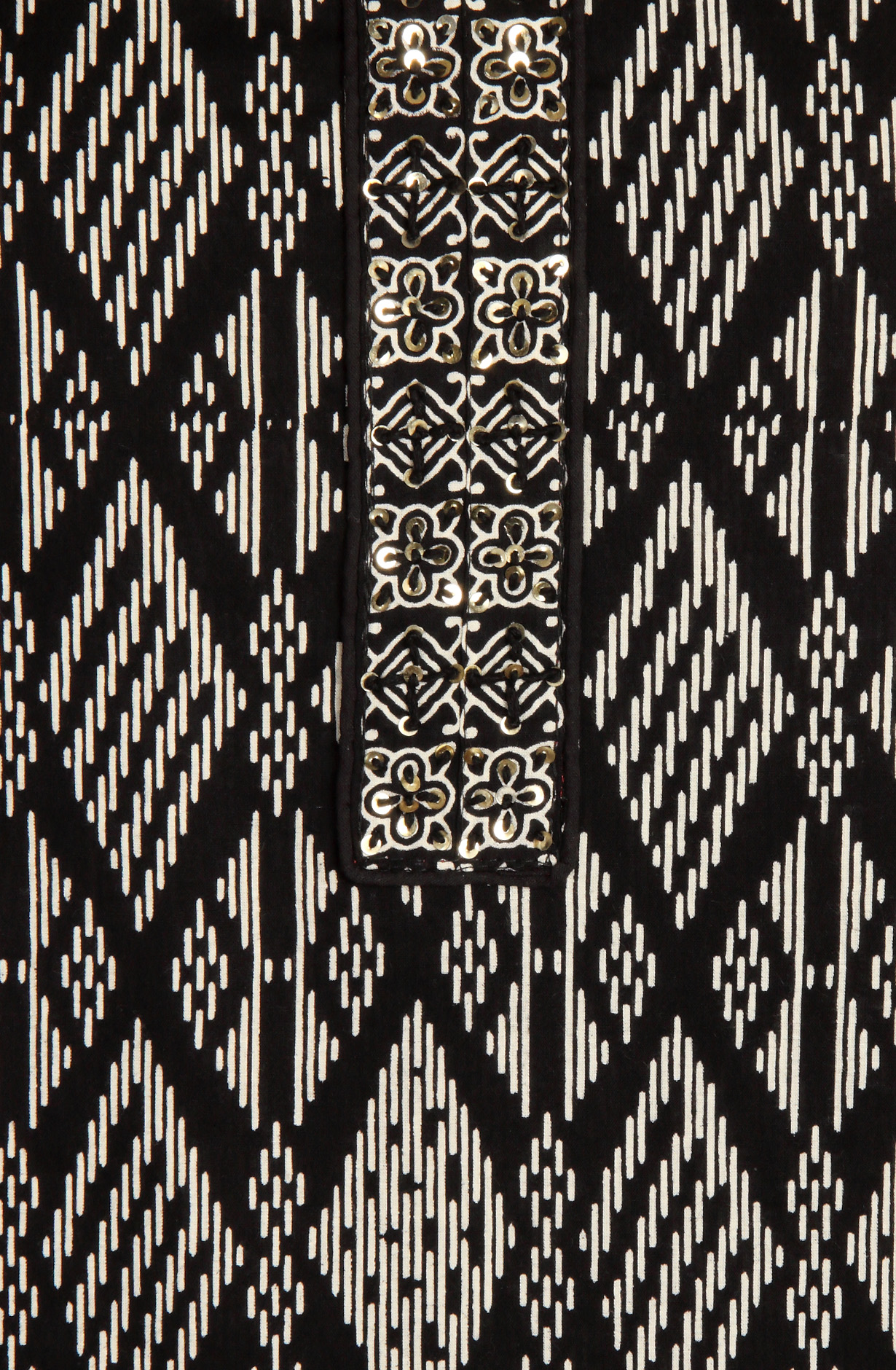 Black Cotton Printed Unstitched Salwar Kameez with Chiffon Dupatta - 927-BLACKNECK-2A